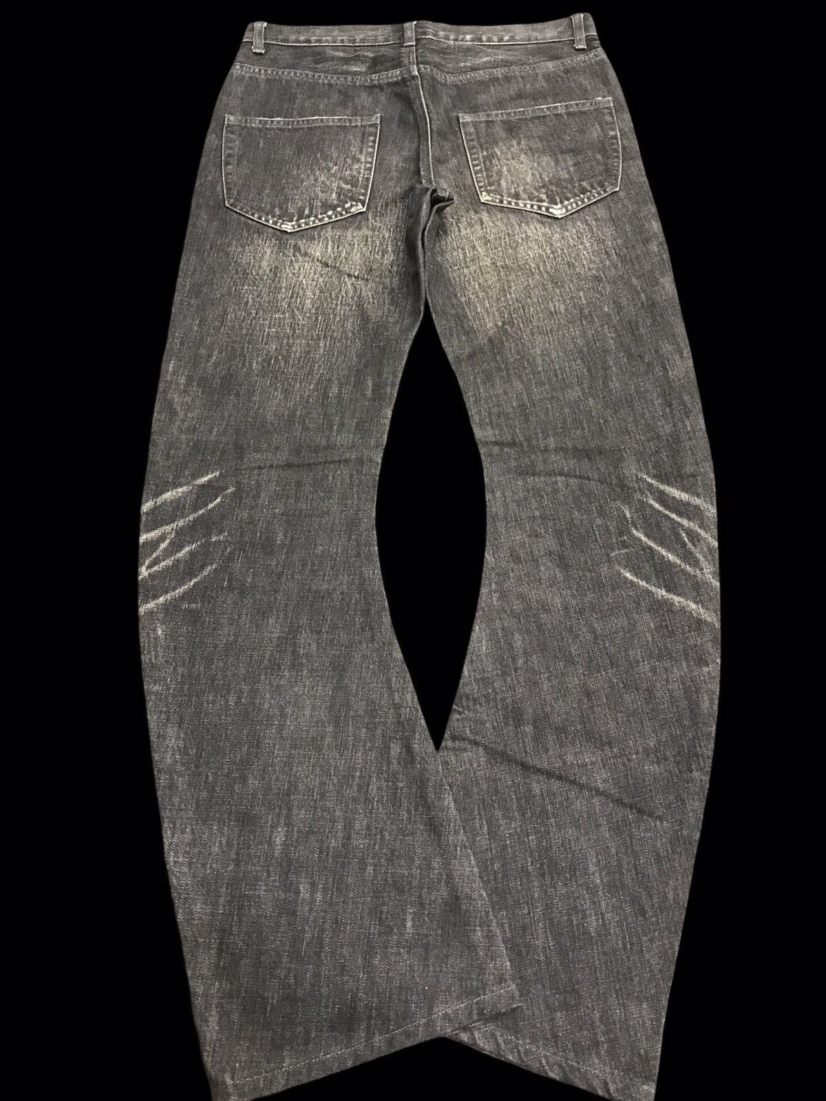 Japanese Brand 💥FLARE💥wjk Avant Garde Designer Claw Fade Curved Denim F69 Size US 30 / EU 46 - 9 Thumbnail