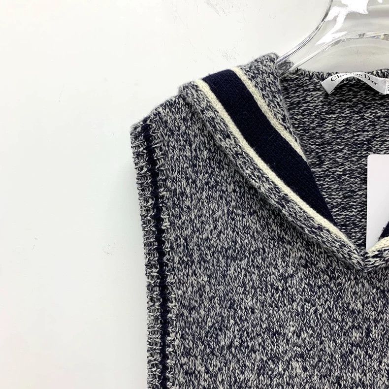 Dior Dior Color-blocked logo letter inlaid wool navy collar sle Size XS / US 0-2 / IT 36-38 - 3 Thumbnail