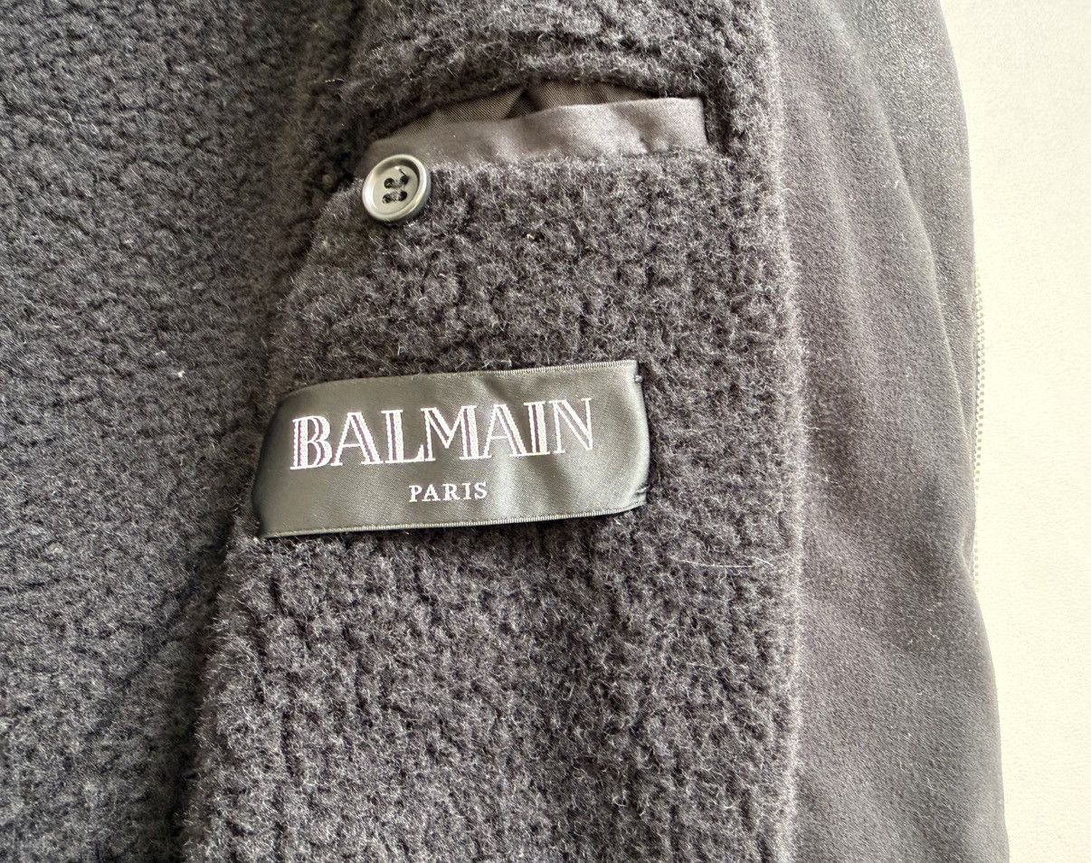 Balmain Black Cotton Sherpa Lined Biker Jacket Size US L / EU 52-54 / 3 - 11 Thumbnail