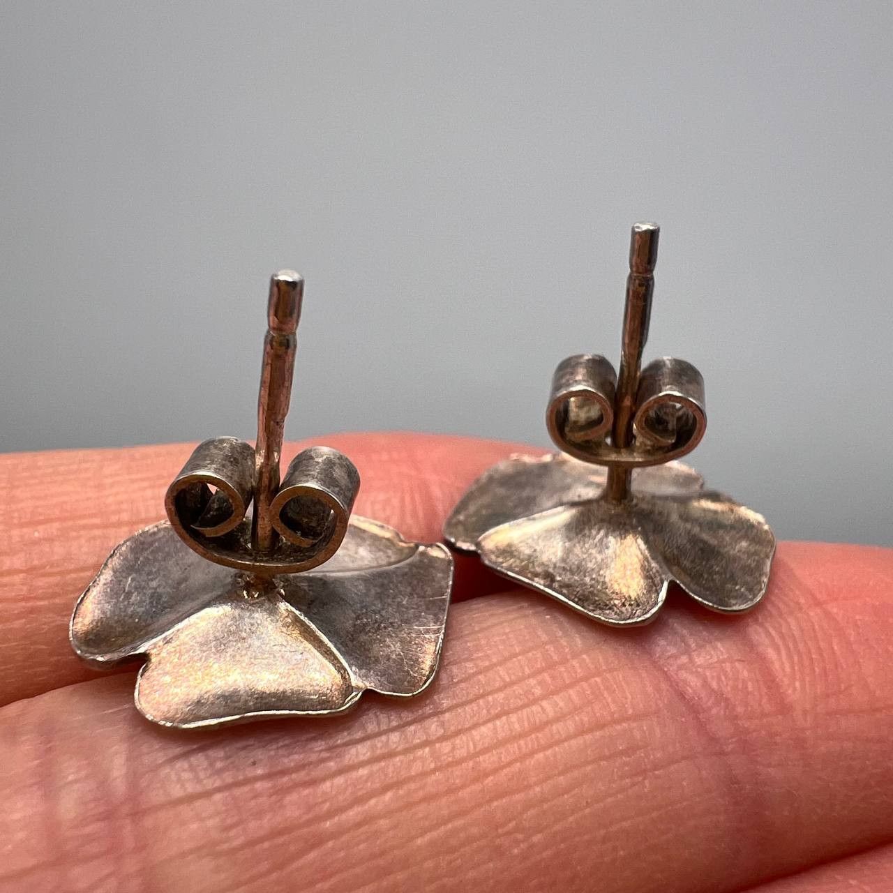 Jewelry × Vintage Vintage Earrings Violet Flower USSR Silver 916 Hot Enamel Size ONE SIZE - 2 Thumbnail