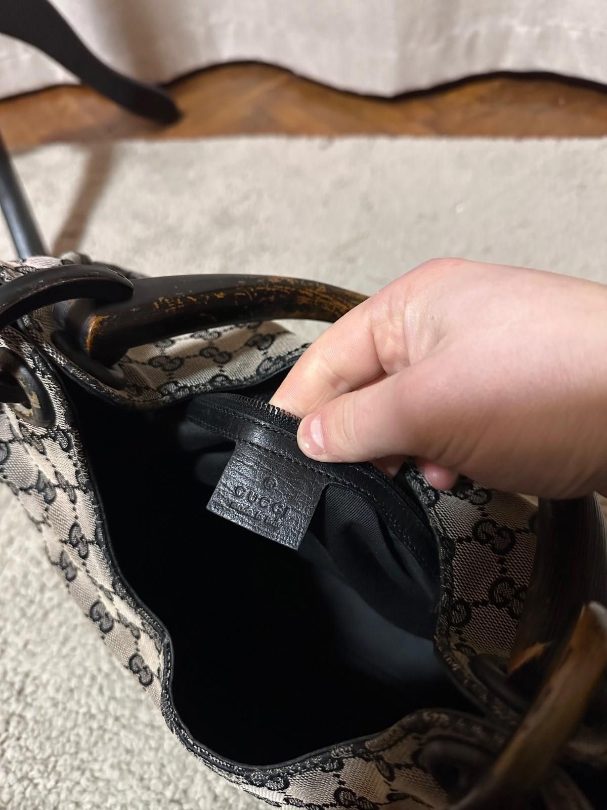 Gucci Rare GUCCI GG Canvas Wood Handle Handbag Tote Bag Hobo Navy Size ONE SIZE - 10 Thumbnail