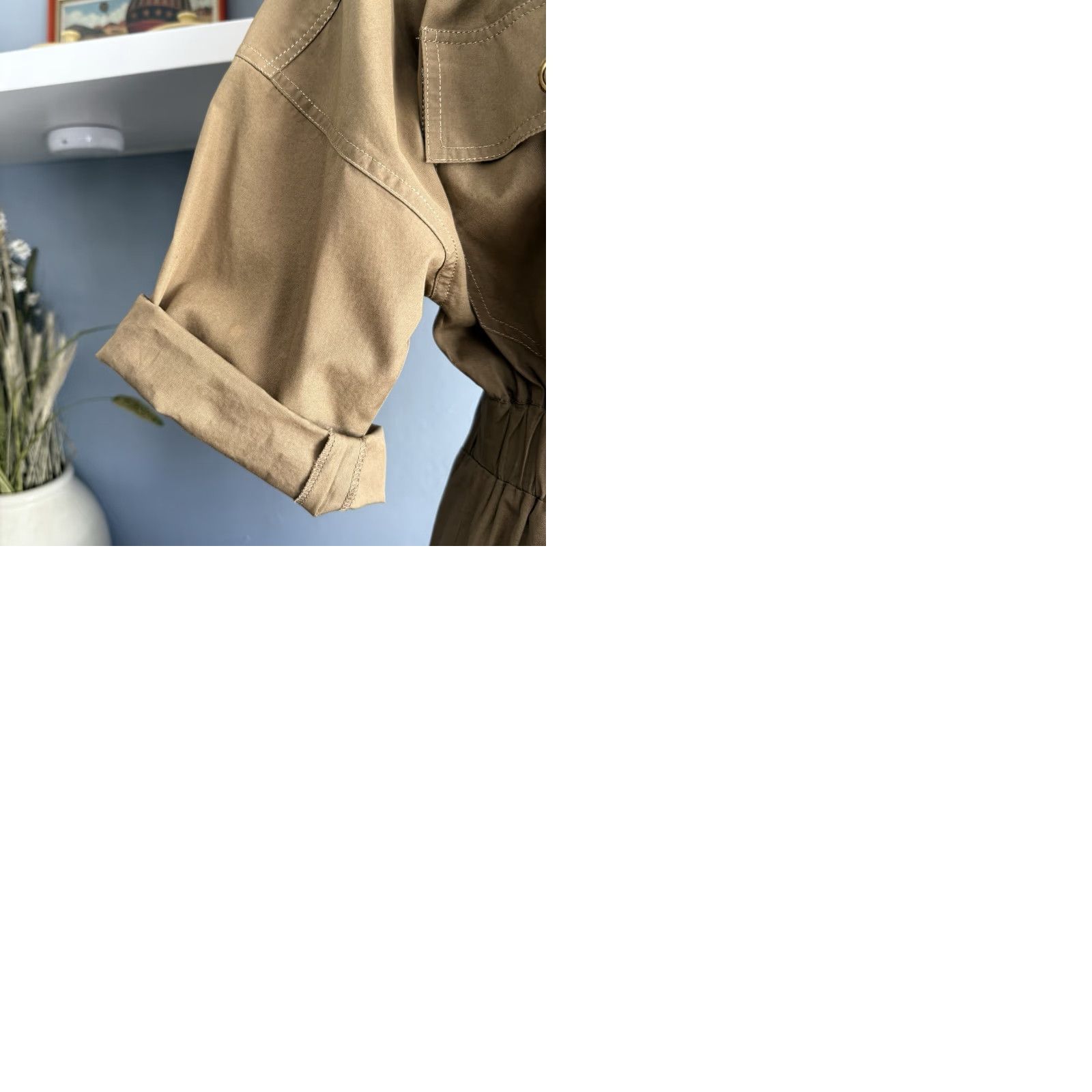 Vintage VINTAGE Mila Schon Shirt Dress Khaki 4 100% Cotton Utility Style Button Front Logo Pockets Epaulets Chest Patch Front Hip Pockets knee Length Women Size S / US 4 / IT 40 - 9 Thumbnail