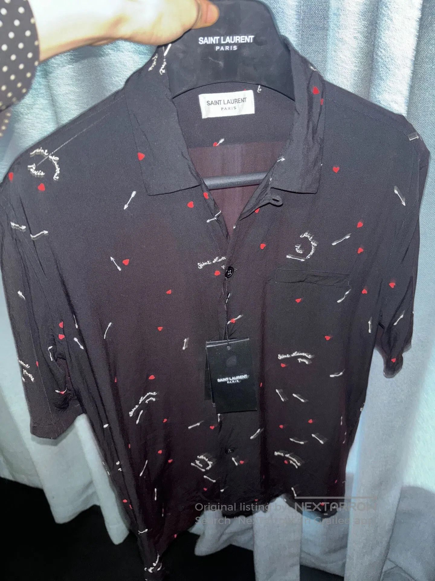 Saint Laurent Paris Saint Laurent Black Heart Print Shirt. Size US S / EU 44-46 / 1 - 4 Thumbnail