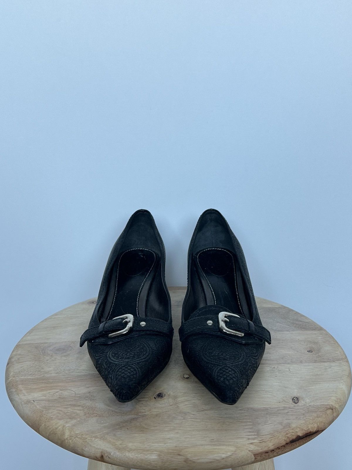 Prada Prada Black Leather Heels Size US 6.5 / IT 36.5 - 3 Thumbnail