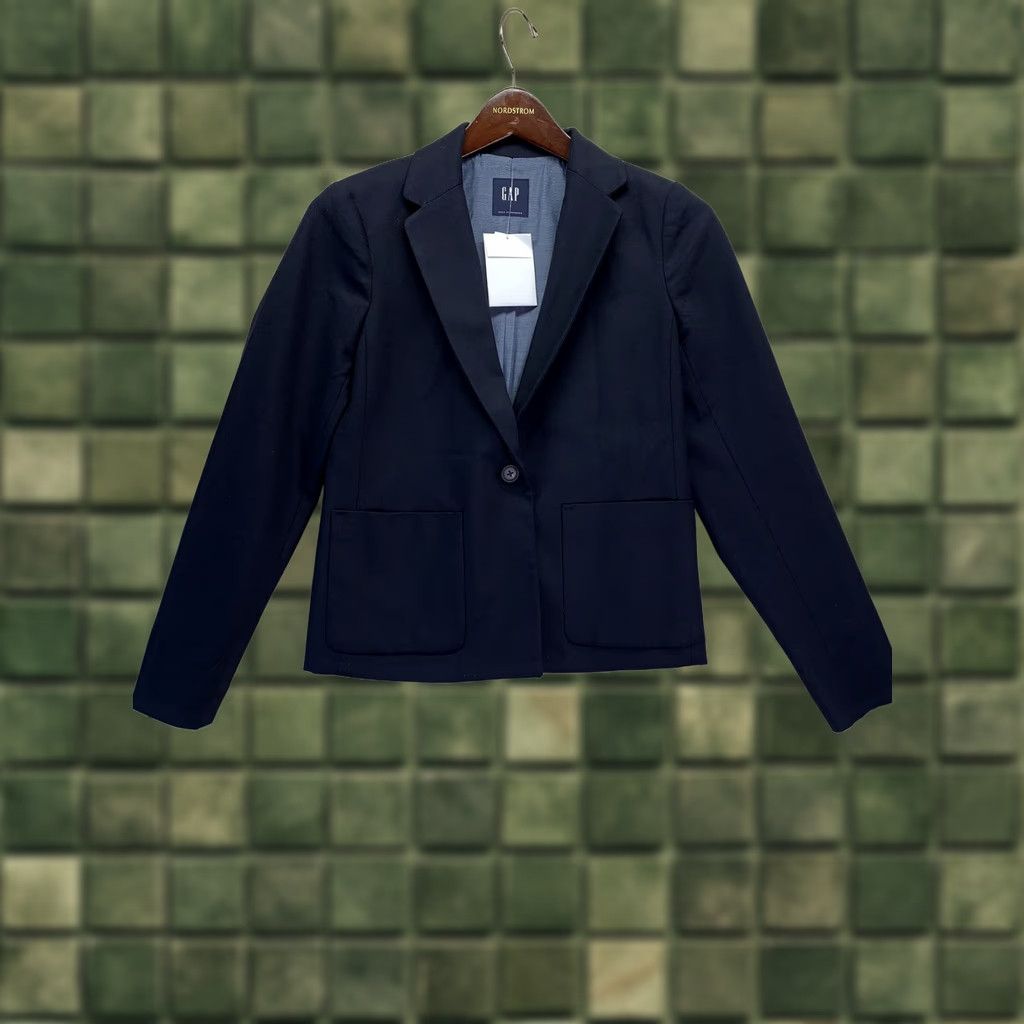 Gap Gap Blazer Women's SZ 2 Navy Blue Woven Single Button NWT-3876 Blazer, Regular, Blue, Women, 2, Navy, Blazer Size XS / US 0-2 / IT 36-38 - 1 Thumbnail