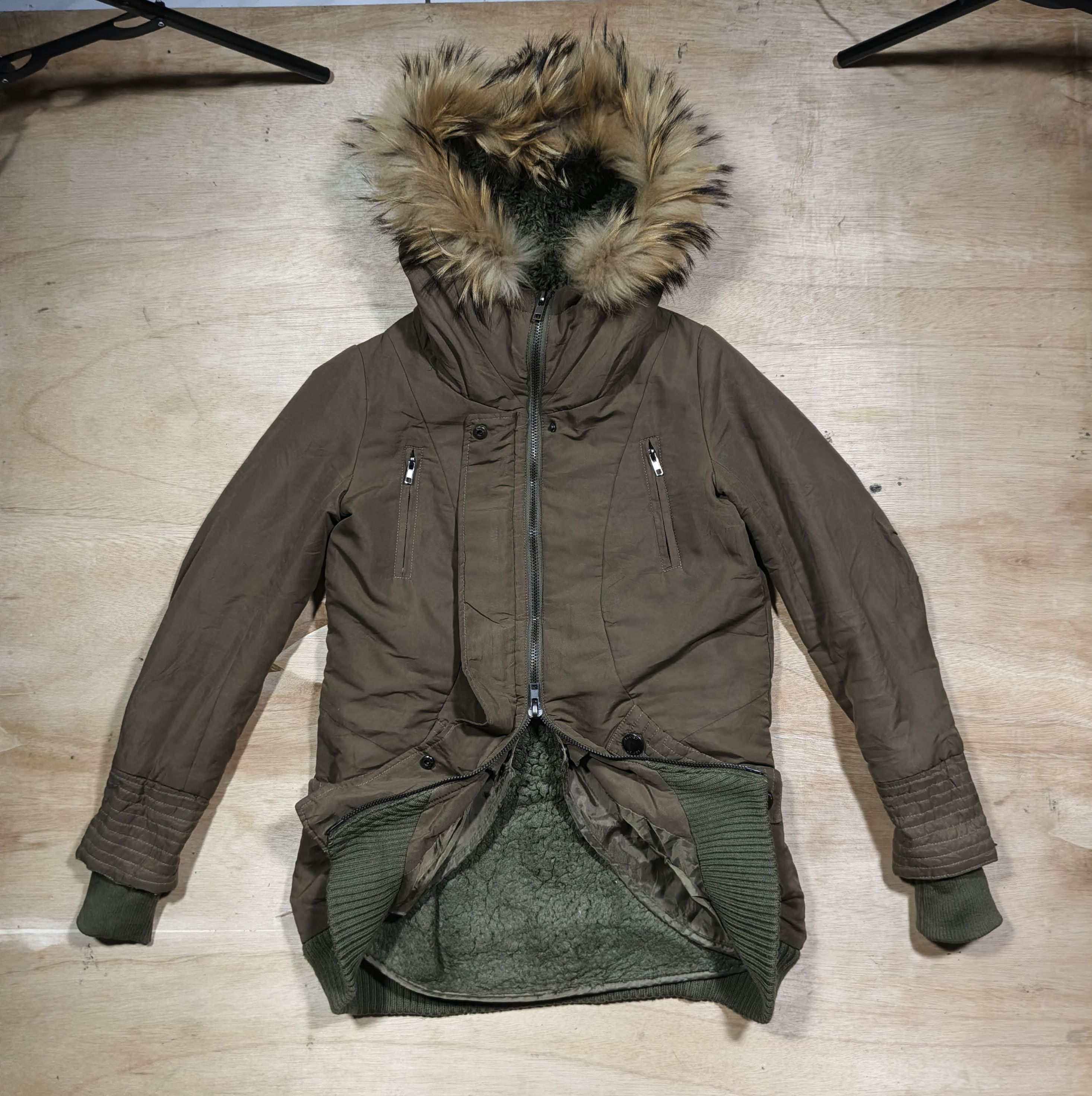 Japanese Brand EGOIST olive Green Fur Trik Hooded Parka Jacket Size M / US 6-8 / IT 42-44 - 3 Thumbnail