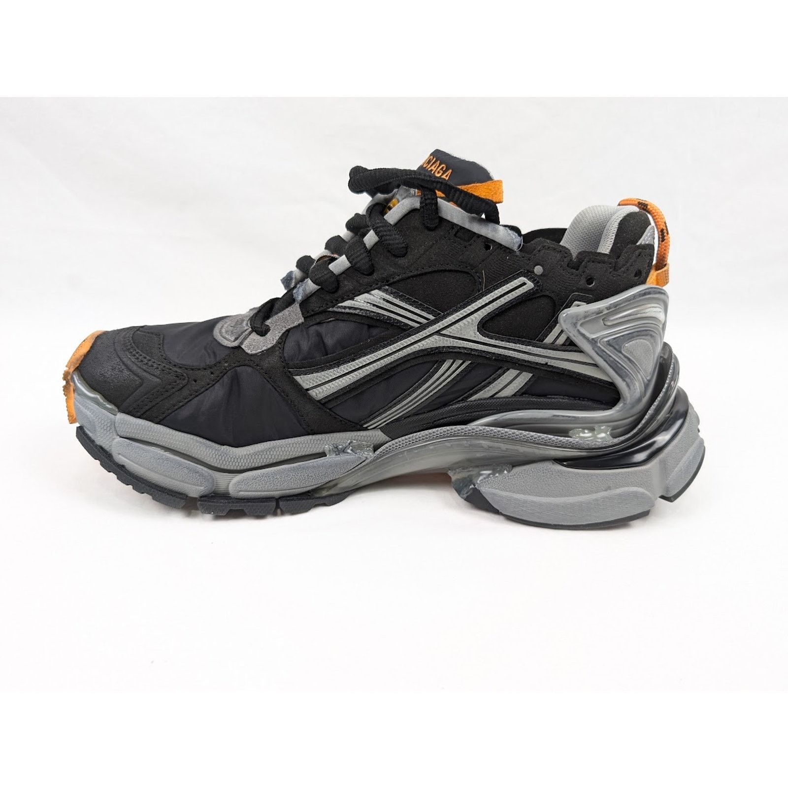 Balenciaga o1rshd1 Nylon Suede Runners in Black/Grey/Fluo Orange Size US 9 / EU 42 - 10 Thumbnail
