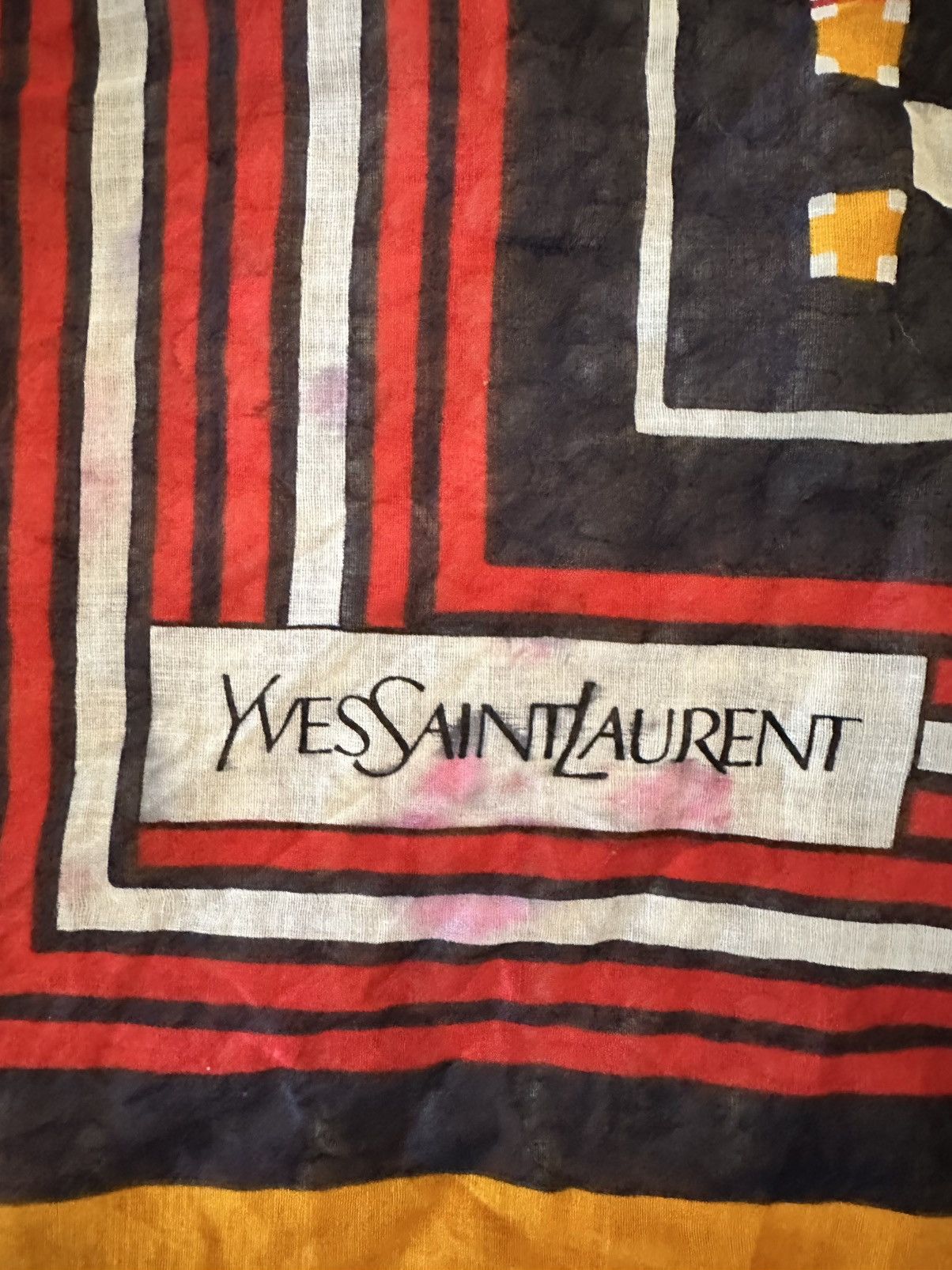 Yves Saint Laurent YSL YVES SAINT LAURENT Cotton SCARF 28-29" square red Navy Size ONE SIZE - 2 Thumbnail