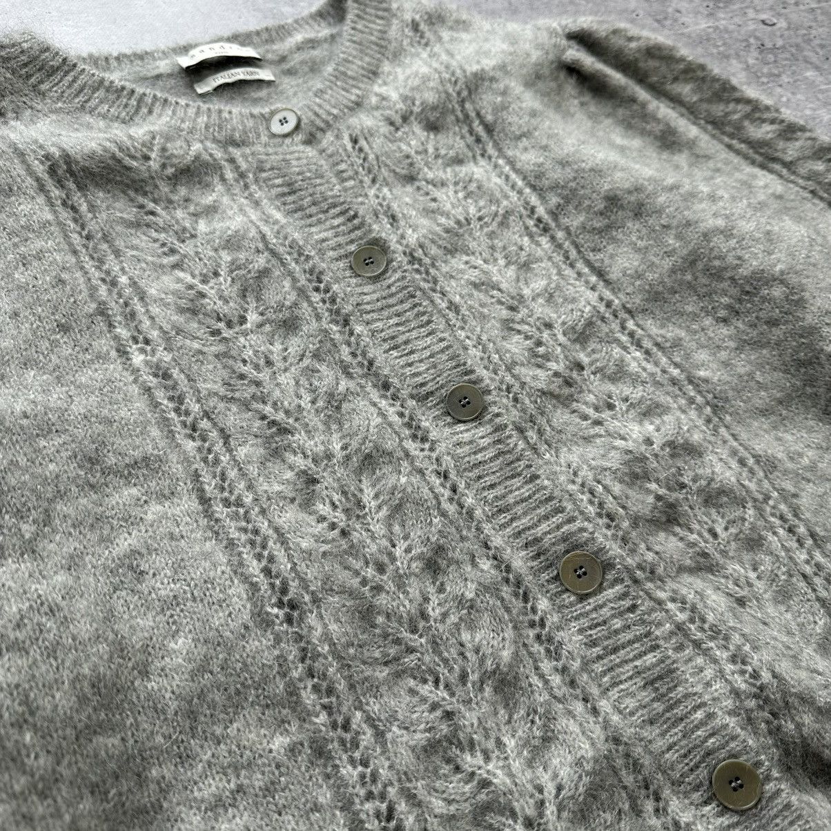 Designer Sandro Brushed Pointelle Knit Cardigan Mohair Wool Size M / US 6-8 / IT 42-44 - 7 Thumbnail