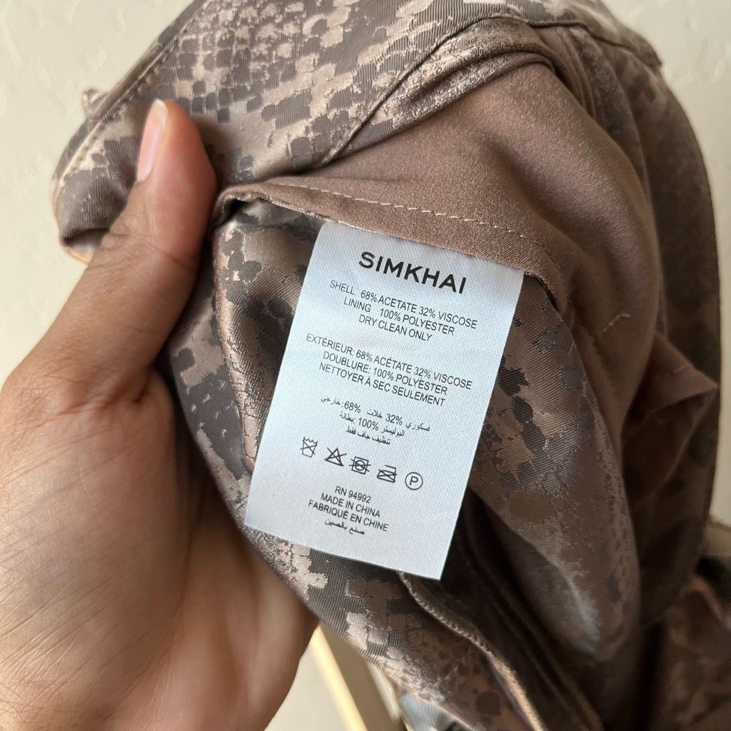 NEW SIMKHAI Trouser Pants Snakeskin Wide Leg Brown Python Pr