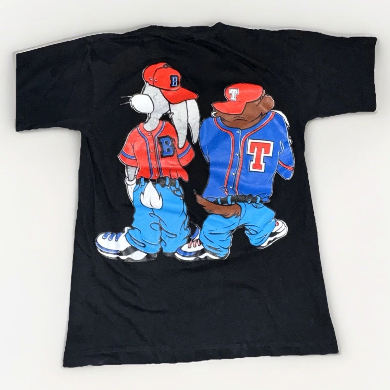 Vintage VINTAGE Bugs Bunny & Taz Looney Tunes Hip Hop T-Shirt Black Small 18x22 Mens Shirt 90s Cartoon Streetwear Vintage Double-Sided Size US S / EU 44-46 / 1 - 7 Thumbnail