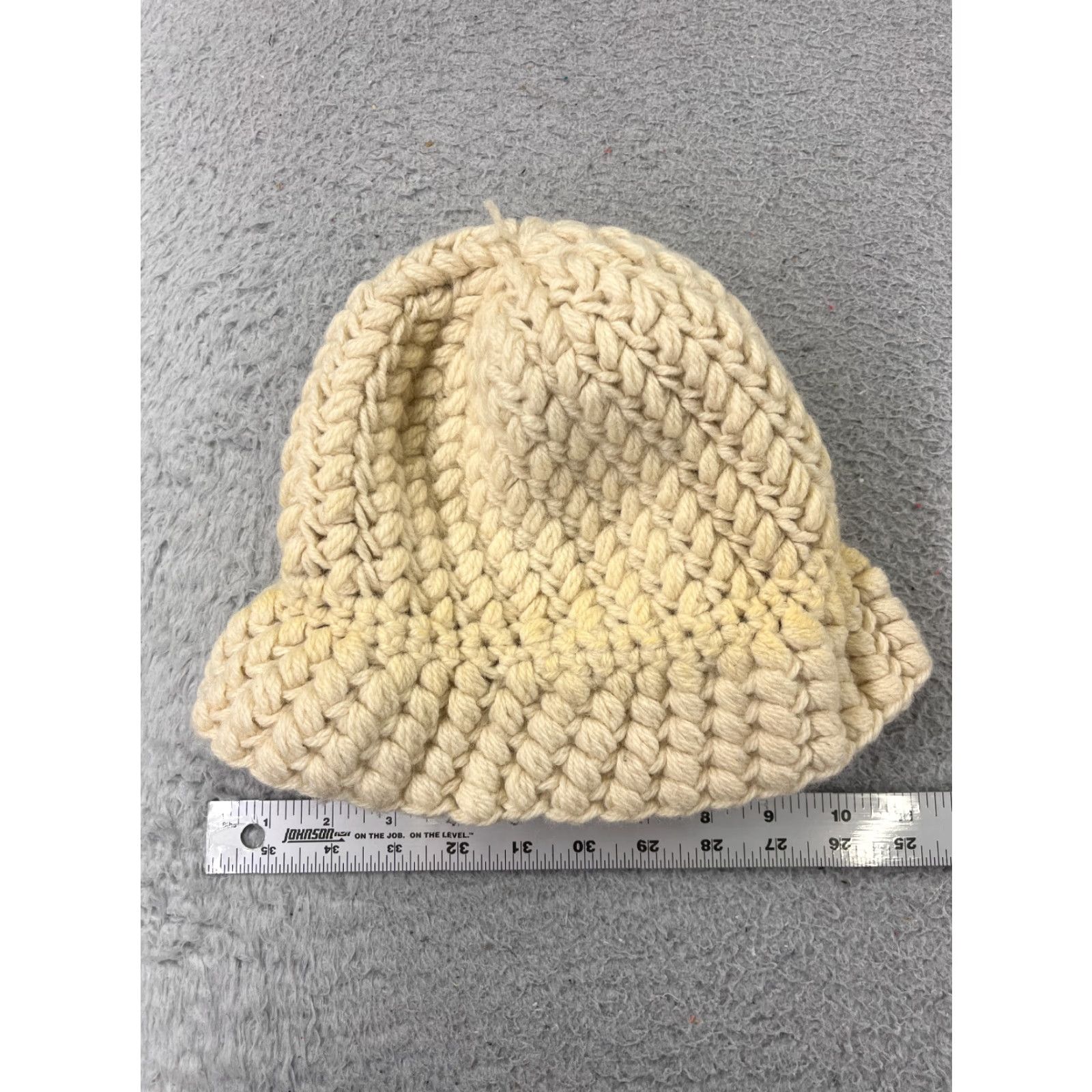 Vintage Handmade Ivory Knit Bucket Beanie Womens One Size Crochet Outdoor Hat Size ONE SIZE - 5 Thumbnail