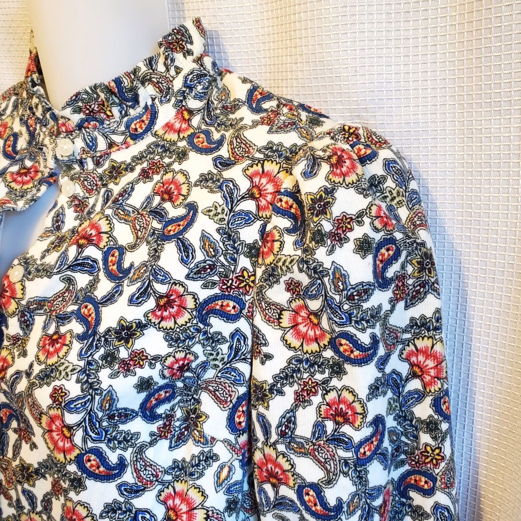 Boden Boden Womens Sz 6P Corduroy Paisley Floral Mini Dress Ruffel Cuff Size M / US 6-8 / IT 42-44 - 3 Thumbnail