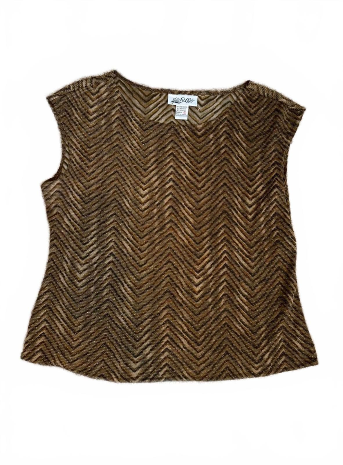 Designer Y2K Vintage Yves St. Clair Chevron Pattern Glitter Top Size XL / US 12-14 / IT 48-50 - 2 Thumbnail