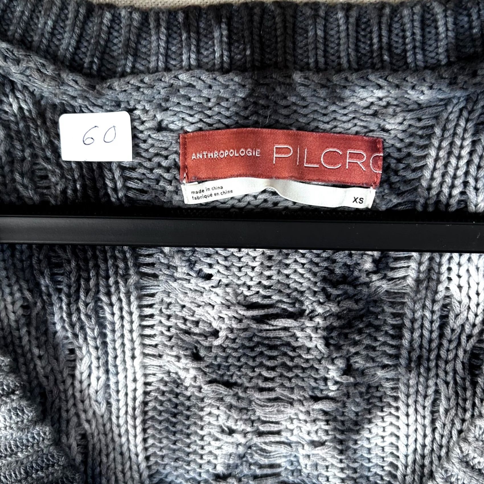 Vintage VINTAGE Anthropologie Pilcro Tie Dye Cable Knit V-Neck Sweater Black White Cotton XS Size XS / US 0-2 / IT 36-38 - 2 Thumbnail