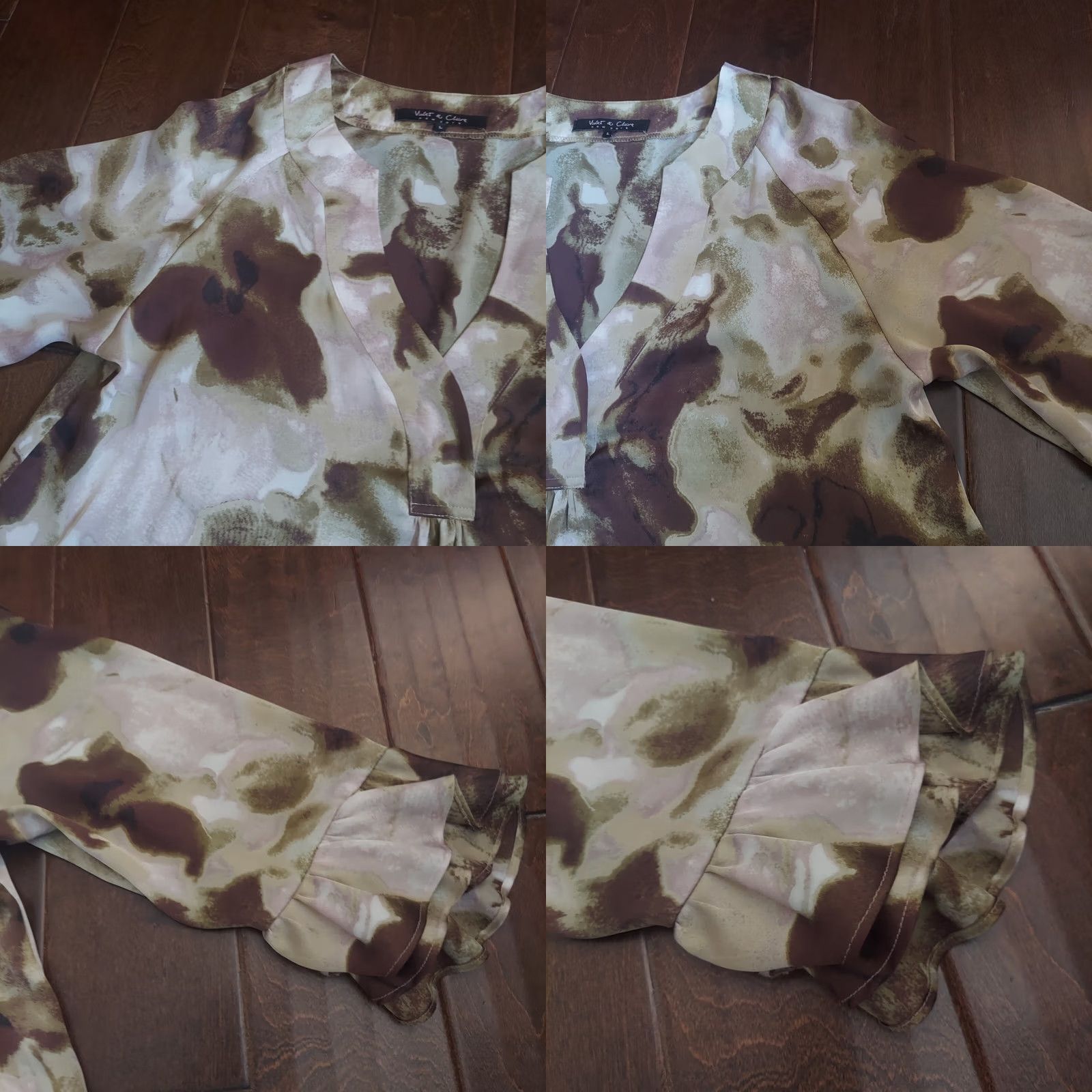 Sea New York Violet & Claire New York Women's Tye Die V Neck Blouse - 100% Polyester - Size L Size L / US 10 / IT 46 - 8 Thumbnail