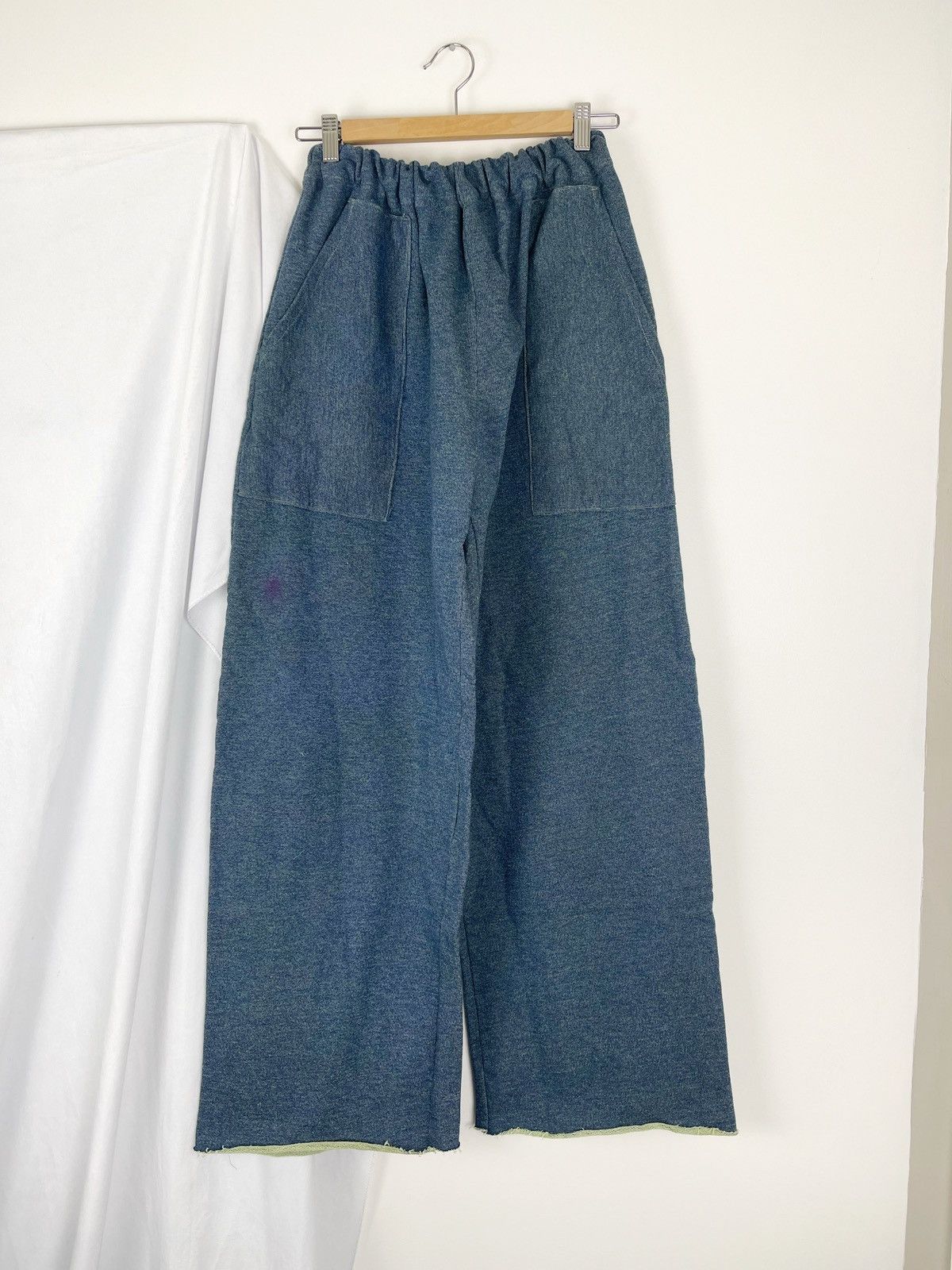 Chorley Raw hem dirty imitation denim baggy wide leg sweatpants Size US 34 / EU 50 - 1 Thumbnail