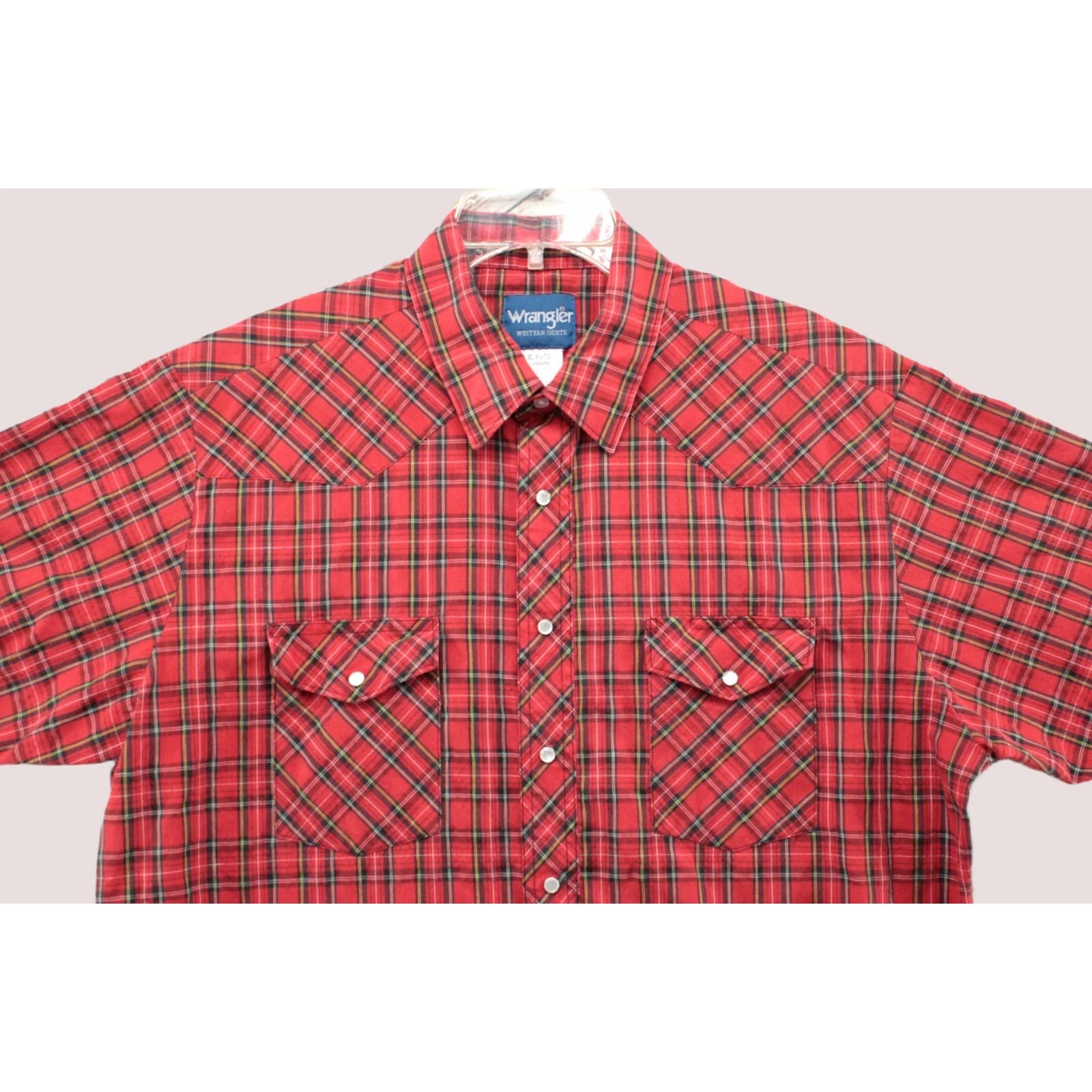 Wrangler VINTAGE Wrangler Shirt Mens XL Red Plaid Pearl Snap Western Cowboy Short Sleeve Size US XL / EU 56 / 4 - 1 Thumbnail