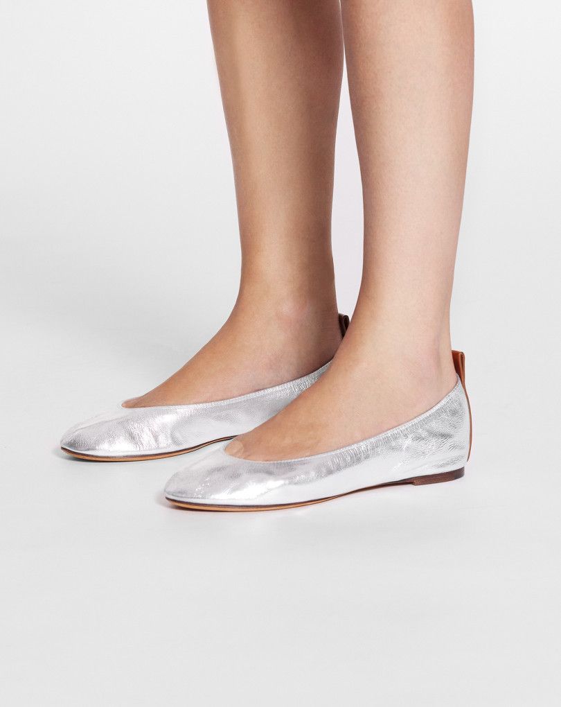 Lanvin o1s22i1n1024 Laminate Ballet Flats in Silver Size US 7 / IT 37 - 3 Thumbnail
