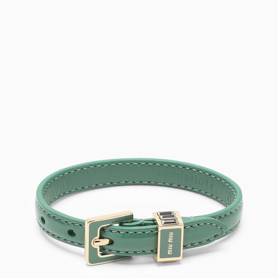 Miu Miu o1d2blof0924 Size: S / Leather Bracelet in Green Size ONE SIZE - 1 Thumbnail