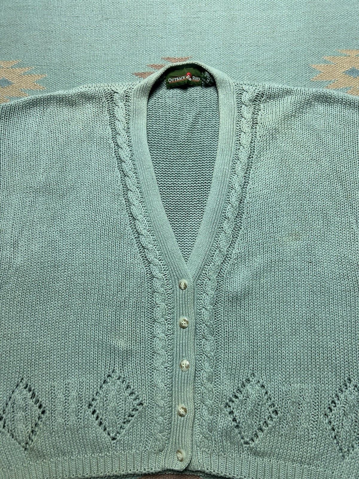 Vintage Vtg outback red cardigan sweater ramie cotton cable knit M Size M / US 6-8 / IT 42-44 - 5 Thumbnail