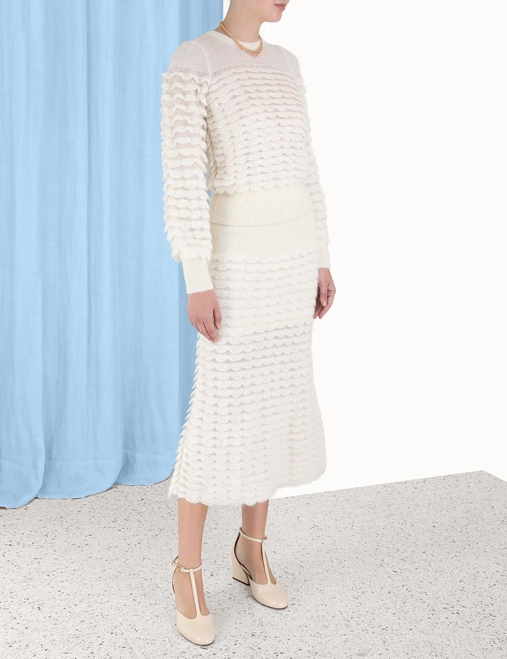 Zimmermann oc11z0425 Luminosity Scallop Skirt in Ivory Size 27" / US 4 / IT 40 - 4 Thumbnail