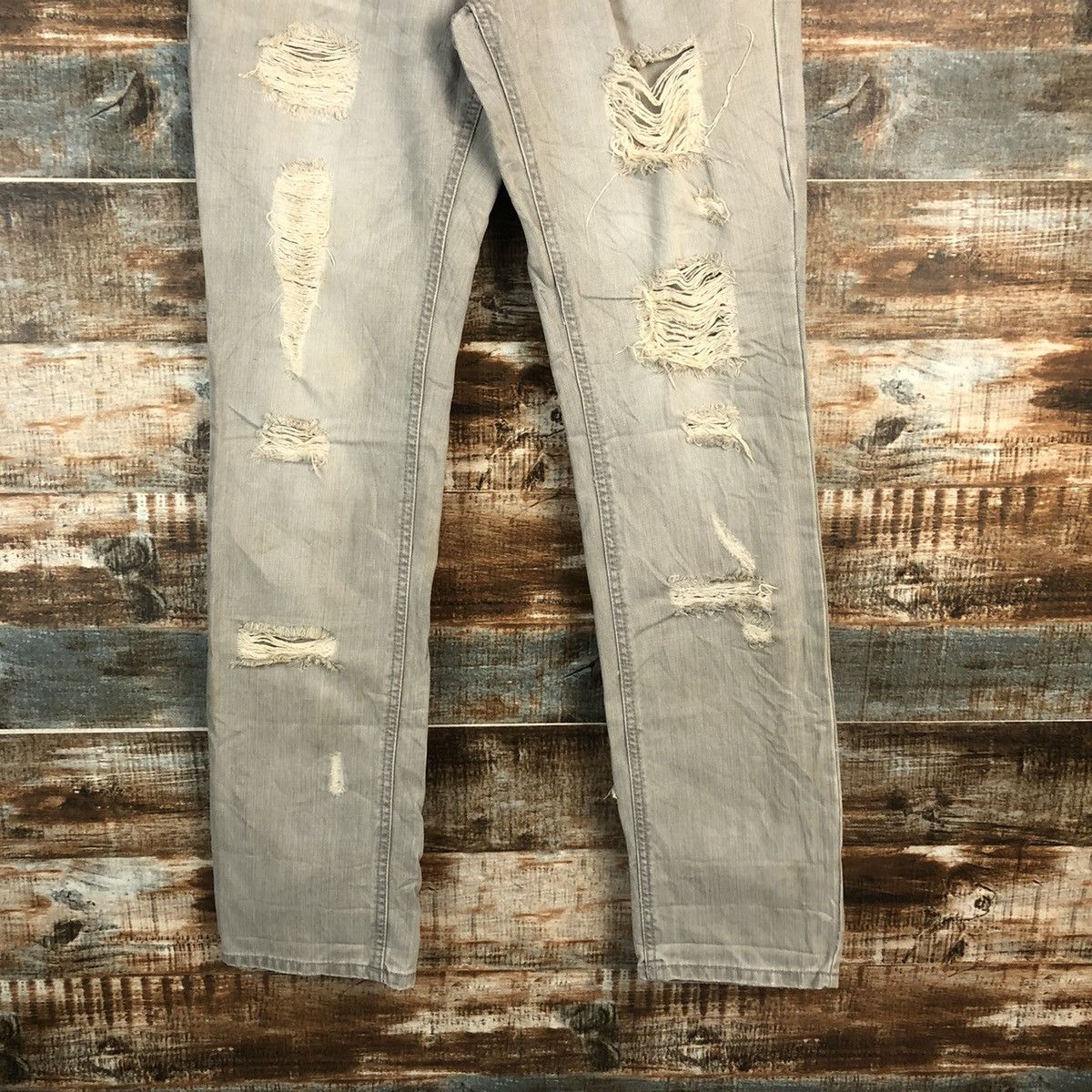 Japanese Brand DL Gennaro Jeans Grey Distressed Denim Pants #C102 Size US 27 - 3 Thumbnail
