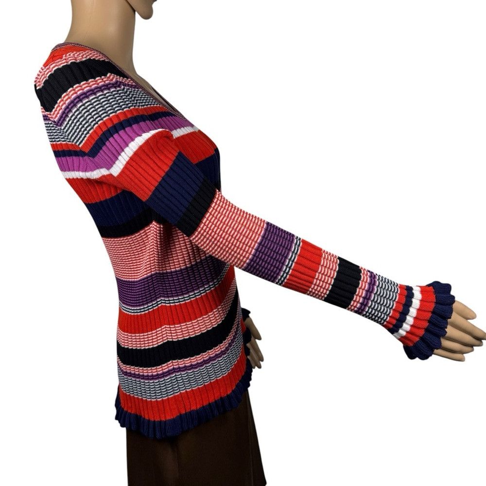 Hugo Boss BOSS Hugo Boss Striped Cotton Ruffle Hem Sweater M Size M / US 6-8 / IT 42-44 - 6 Thumbnail