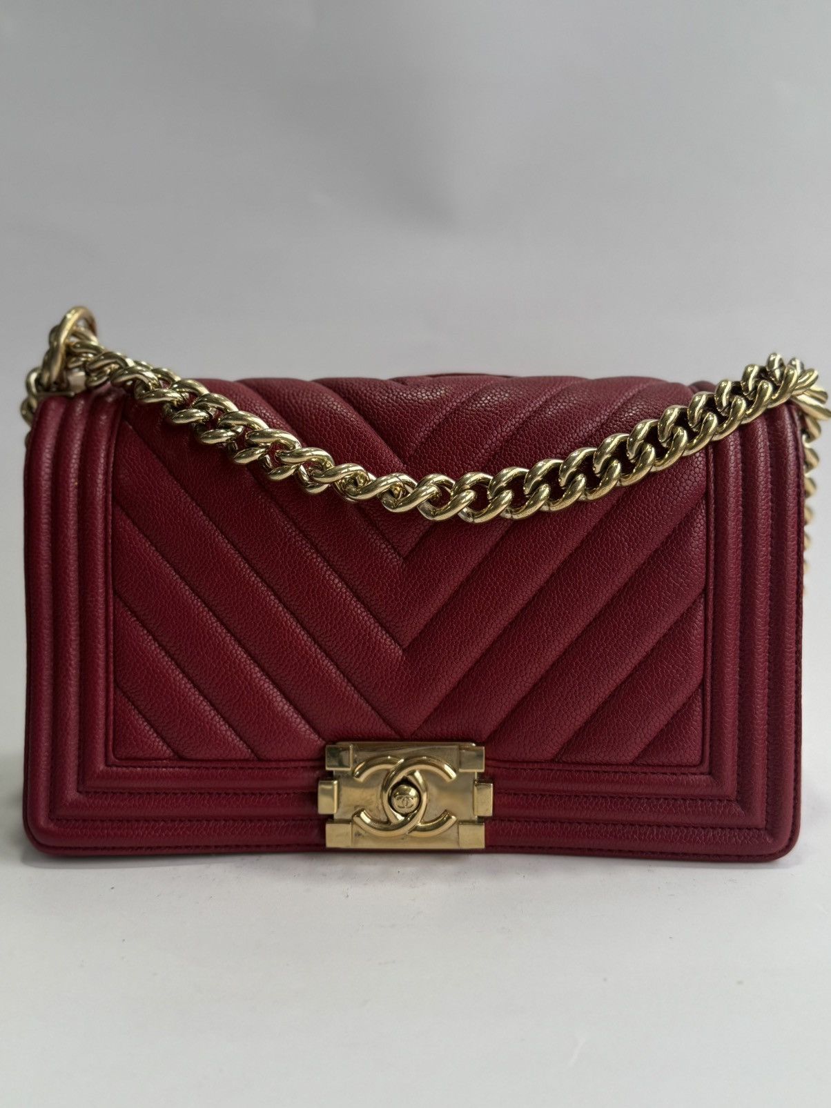 Chanel Chanel - Chevron LeBoy Maroon GHW Bag Size ONE SIZE - 1 Thumbnail
