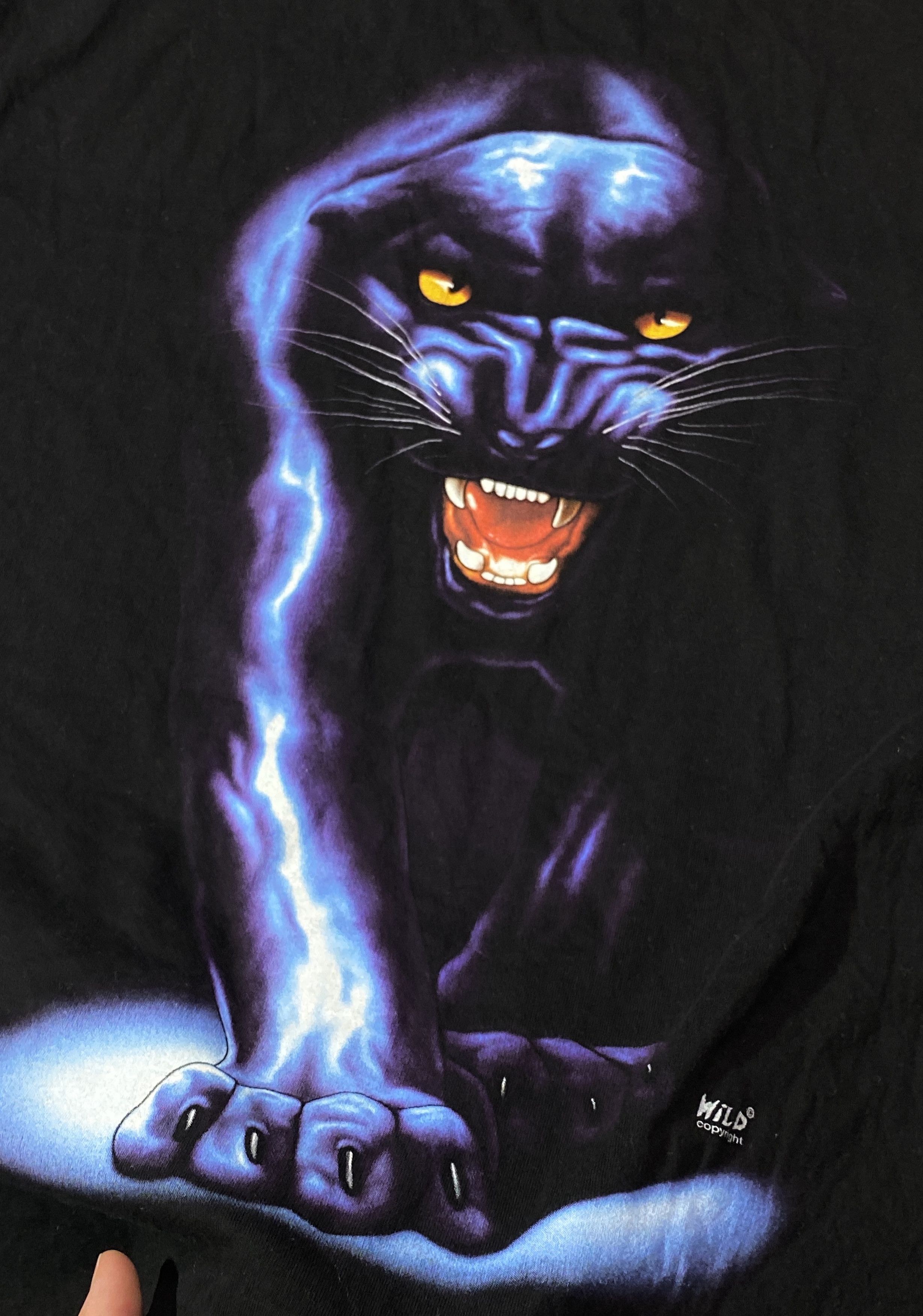 Vintage Vintage 90s WILD Dark Lightning Panther T-shirt Size US XL / EU 56 / 4 - 8 Thumbnail