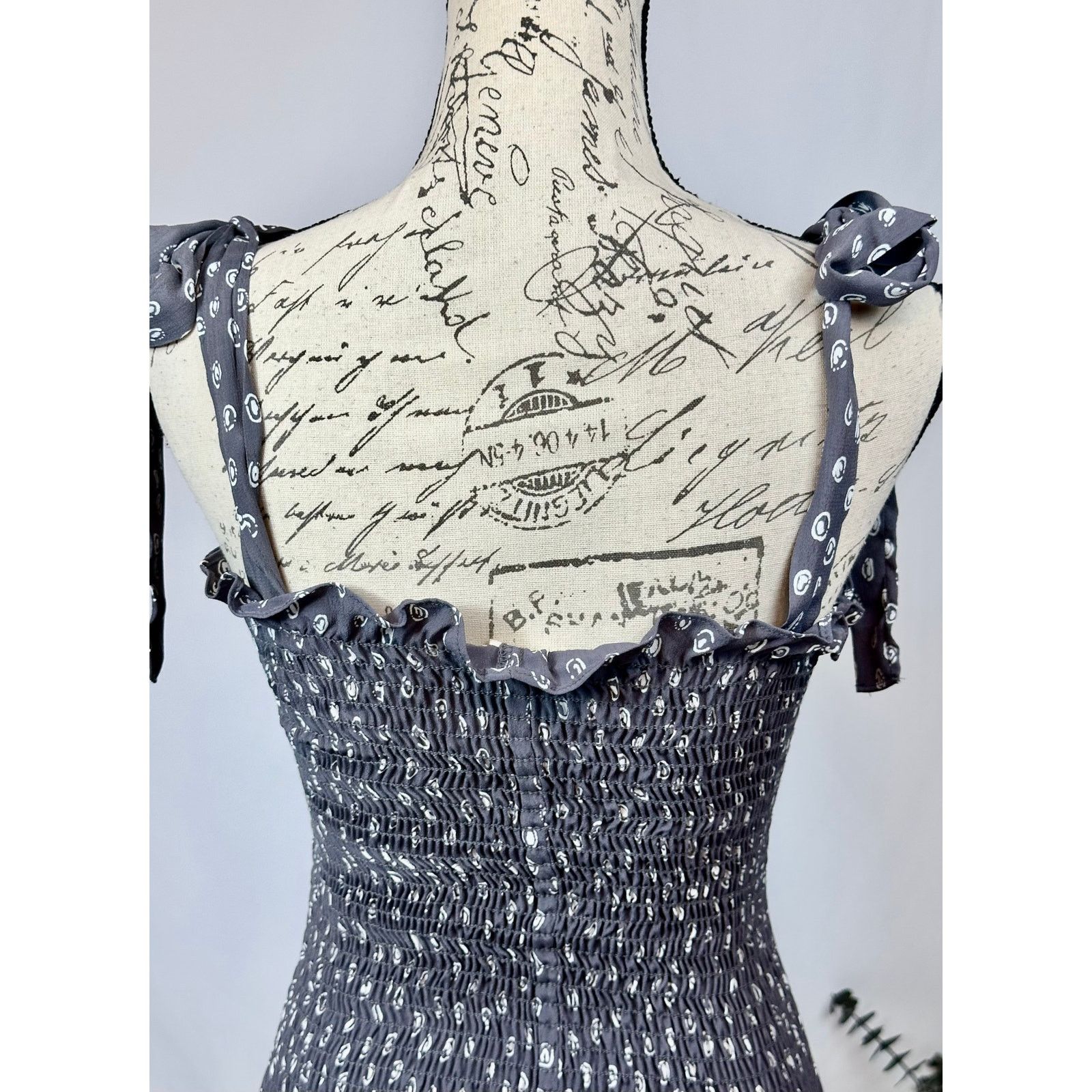 Free People Free People Bella Smocked Slip Dress Tie Straps Gray S Size S / US 4 / IT 40 - 10 Thumbnail