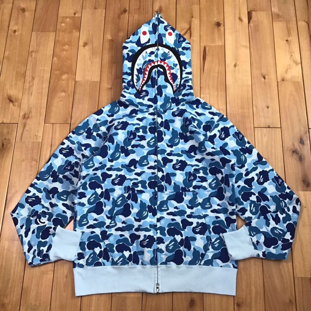 Bape BAPE ABC camo Blue shark full zip hoodie a bathing ape | Grailed