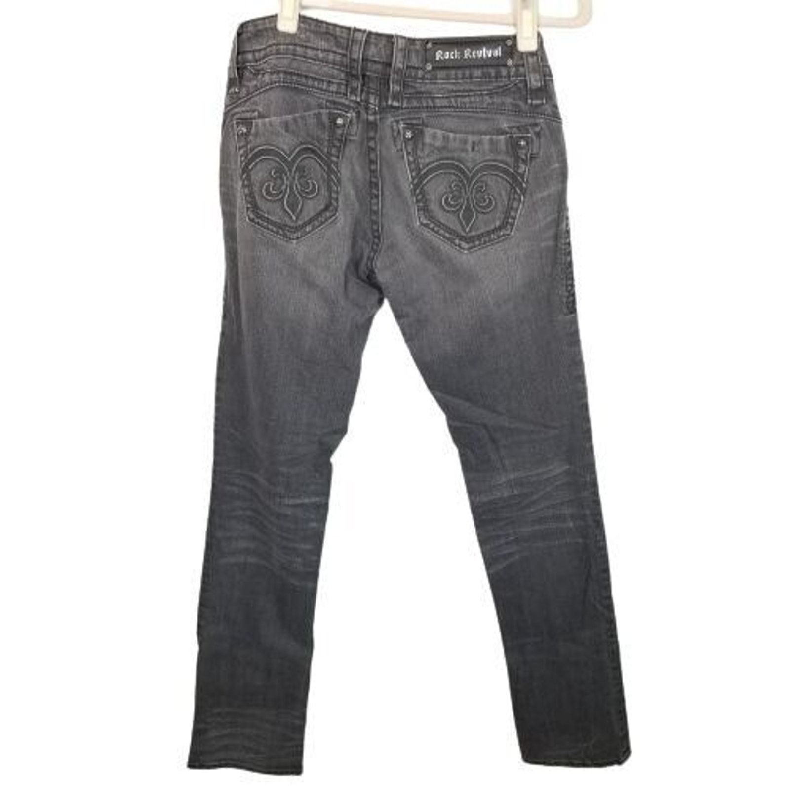 Rock Revival Rock Revival Womens Raquel Jeans Sz 27 Faded Black Straight Size 27" / US 4 / IT 40 - 5 Thumbnail