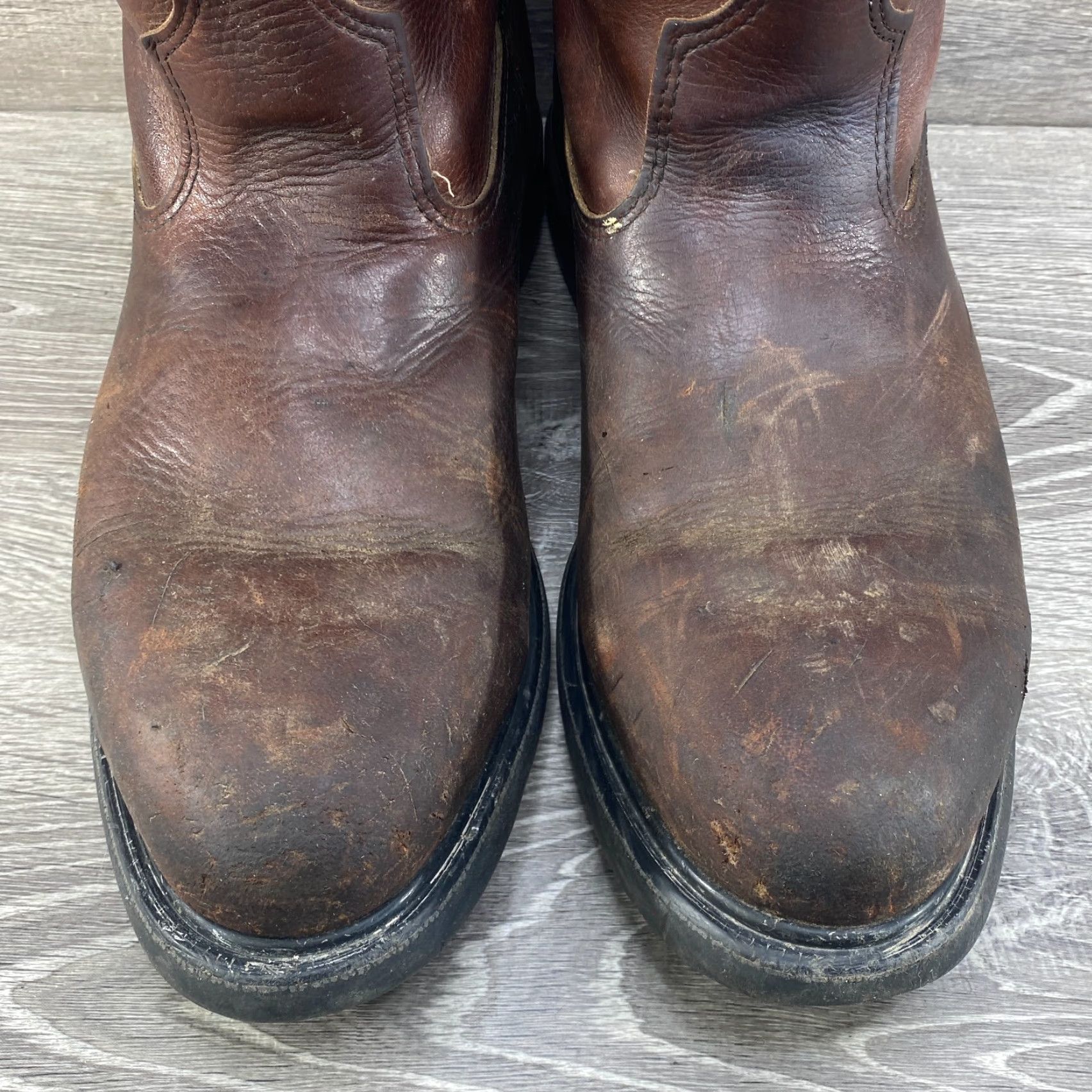 Red Wing VINTAGE Red Wing Pecos Boots Mens 11 Brown Leather Pull On Round Toe Supersole Work 1132 - Made in the USA - Western style Mens Boots Size US 11 / EU 44 - 4 Thumbnail