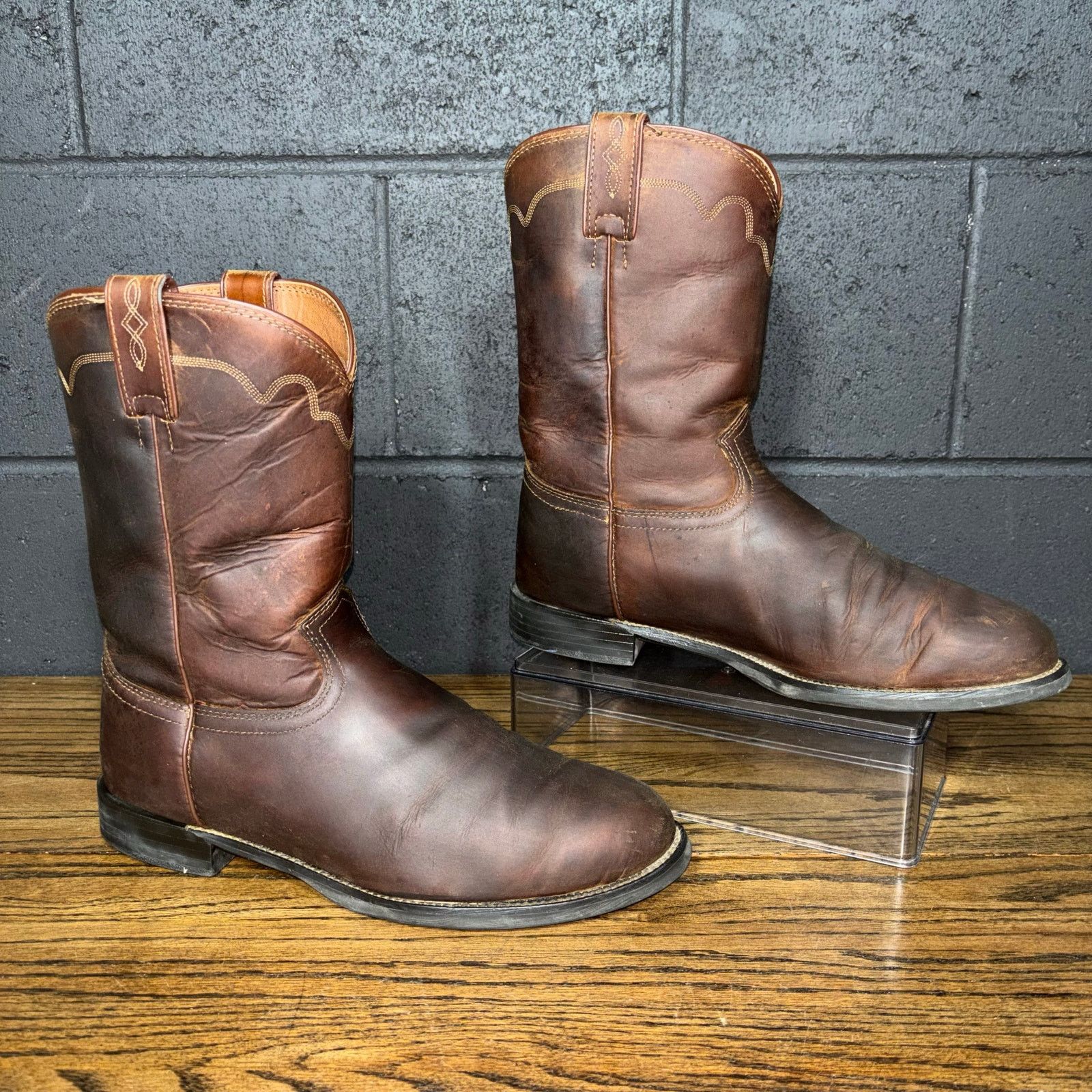 Justin Men’s 11.5 EE Brown Leather Western Cowboy Boots