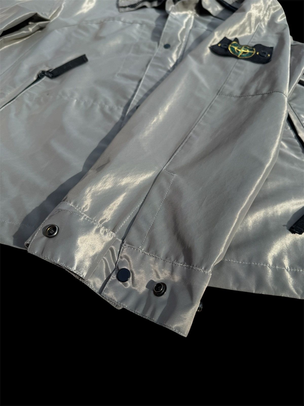 Stone Island 🩶 Stone Island Vintage Regenmantel/Jacke (M) Silbergrau Size 50R - 6 Thumbnail