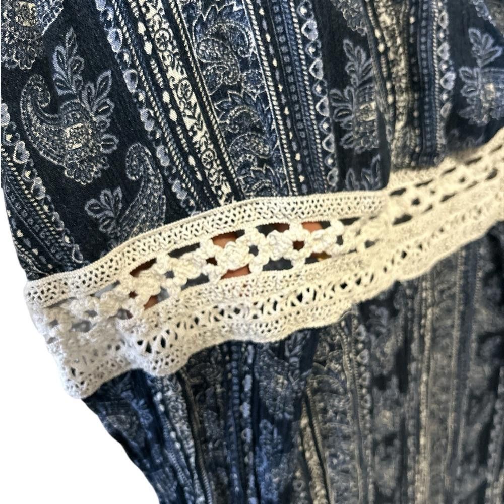 Designer Blue and White Paisley Print Jumpsuit Size 36" / US 14 / IT 50 - 3 Thumbnail
