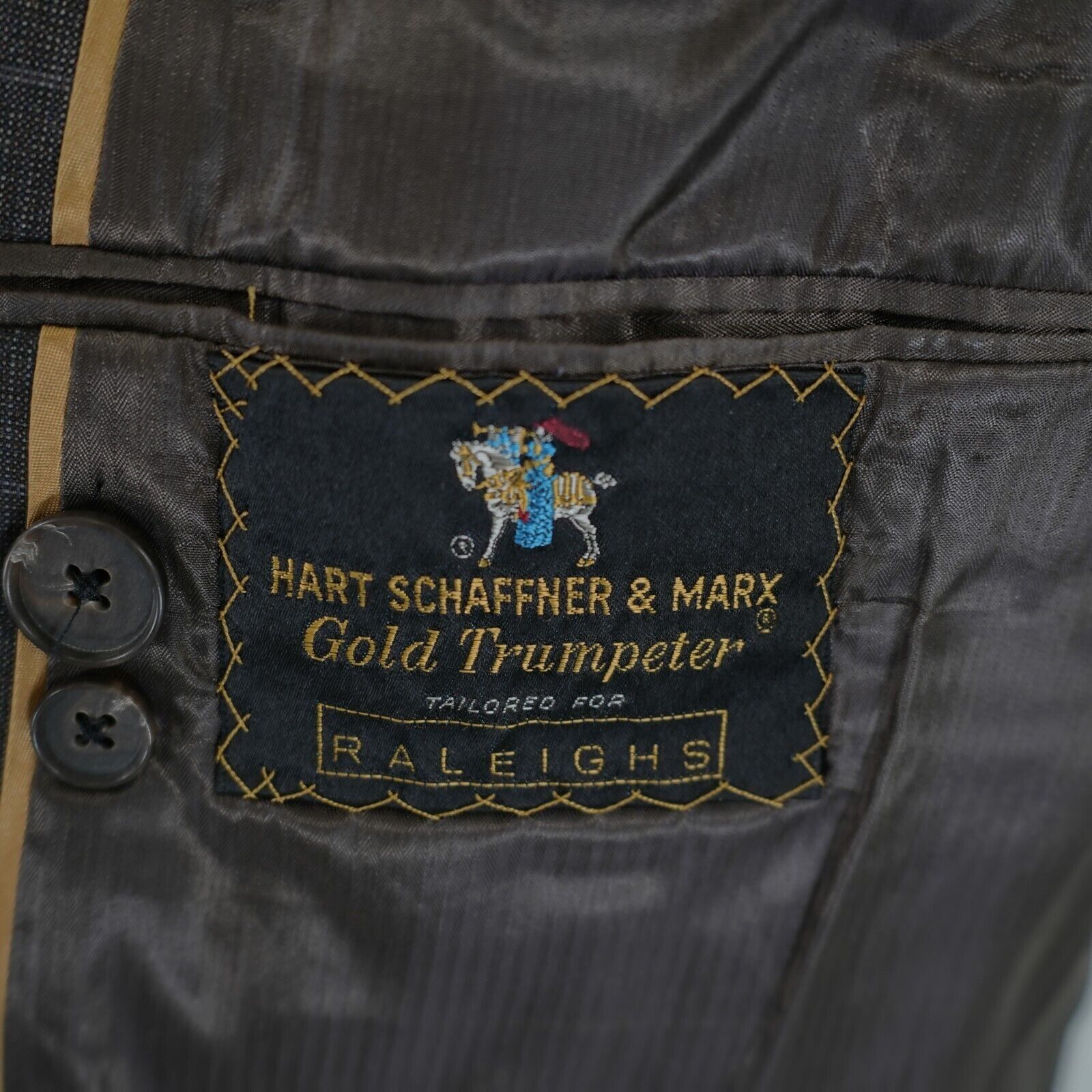 Hart Schaffner Marx Hart Schaffner Marx Gold Trumpeter Wool Gray Birdseye Window Size 40R - 11 Thumbnail