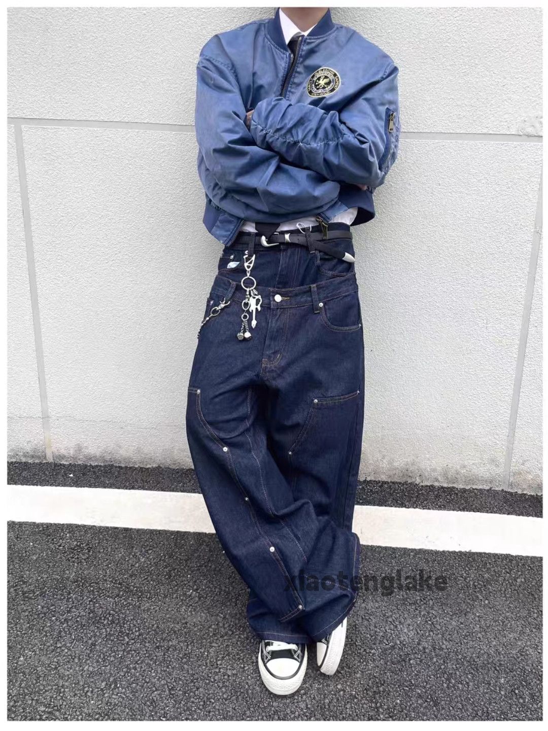 Jean Custom asaprocky travisscott style double waist loose jeans Size US 30 / EU 46 - 7 Thumbnail