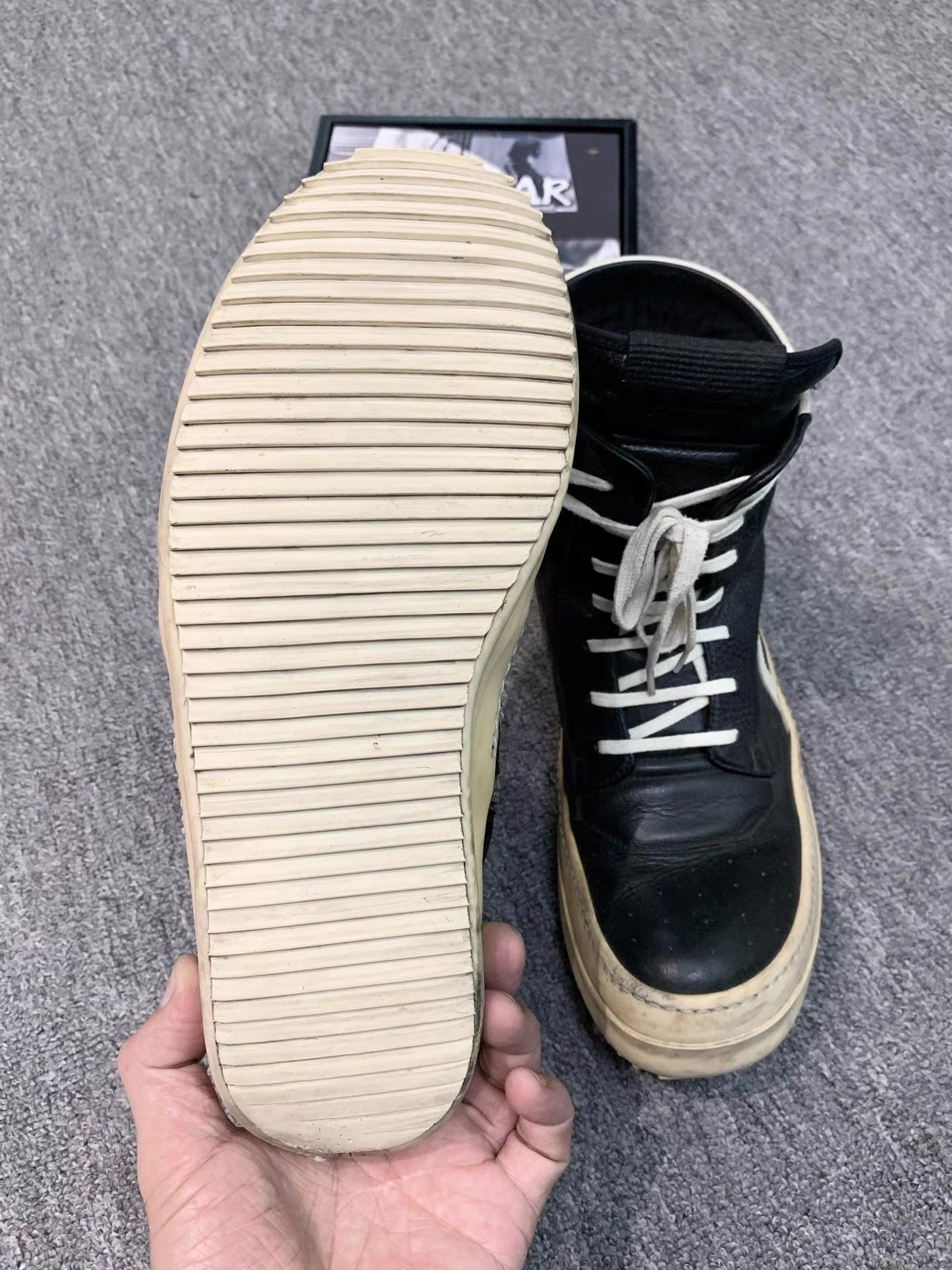 Rick Owens Rick Owens Black White Spike Sole Geobasket K34 Size US 10 / EU 43 - 8 Thumbnail