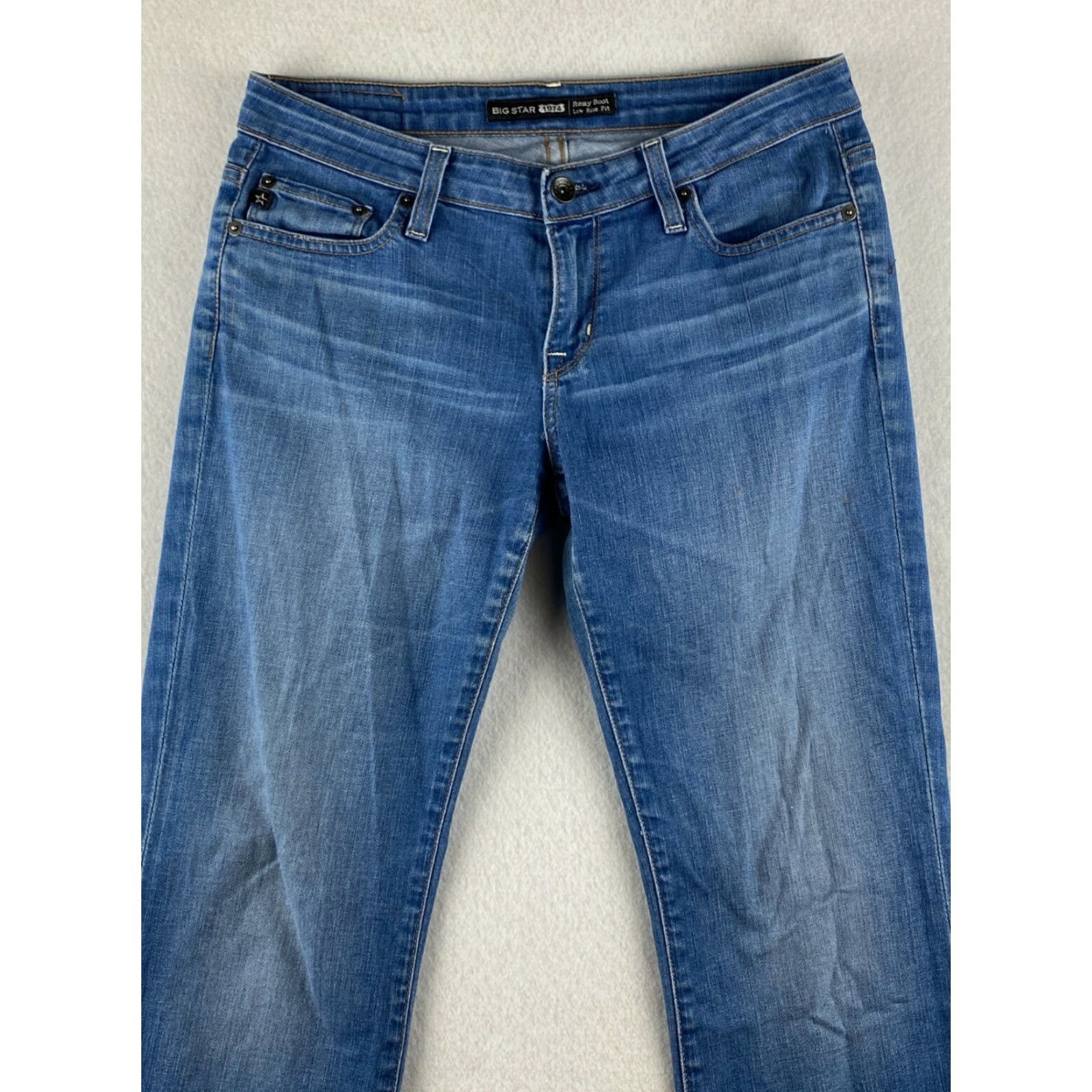 Denime BIG STAR Jeans Womens 28 Bootcut Jeans Low-Rise Denim Distressed Blue 5-Pocket Regular Stretch Womens Size 28" / US 6 / IT 42 - 2 Thumbnail