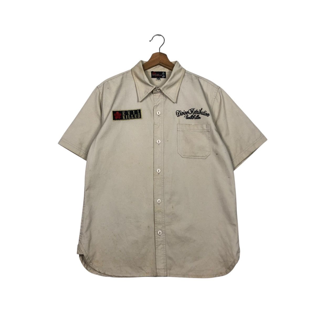 Hysteric Glamour 🔥VINTAGE WORK SHIRT BOWLING BUTTON UPS DIVINE RETRIBUTION Size US XL / EU 56 / 4 - 3 Thumbnail