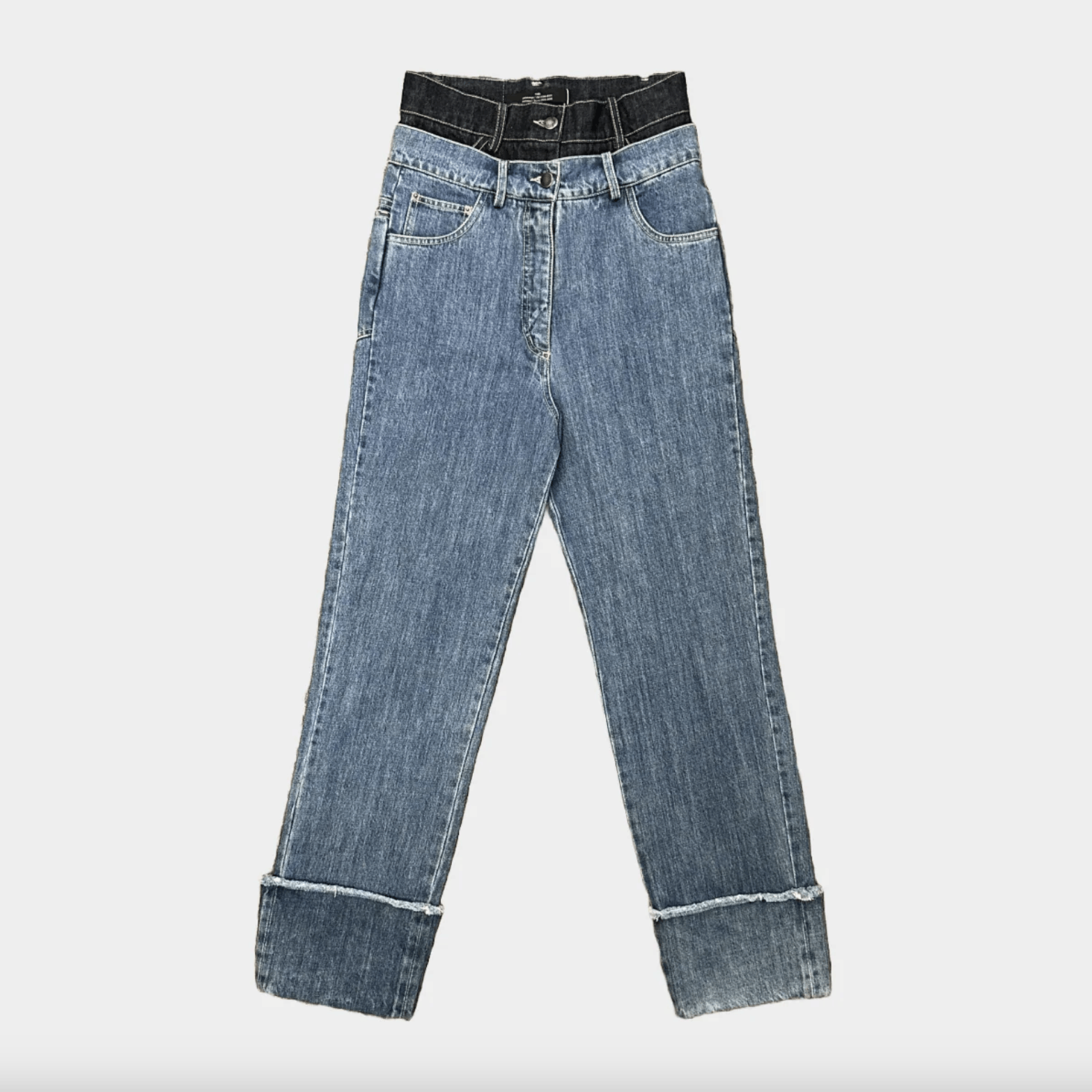 Rokh washed double-layer jeans