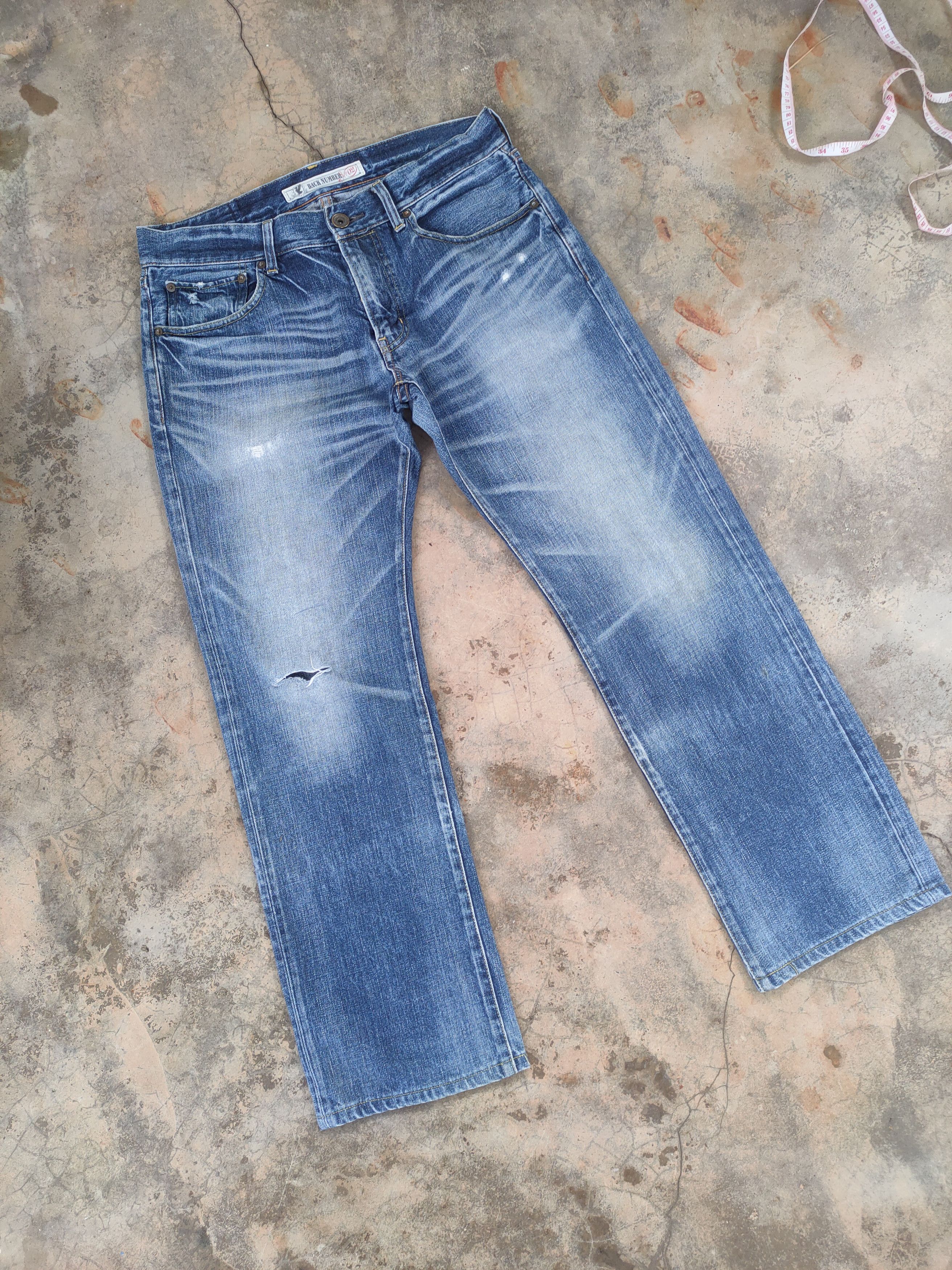 Jean W33 VINTAGE B.NUMBER FADED DISTRESSED RIPPED JEAN PANTS Size US 33 - 2 Thumbnail