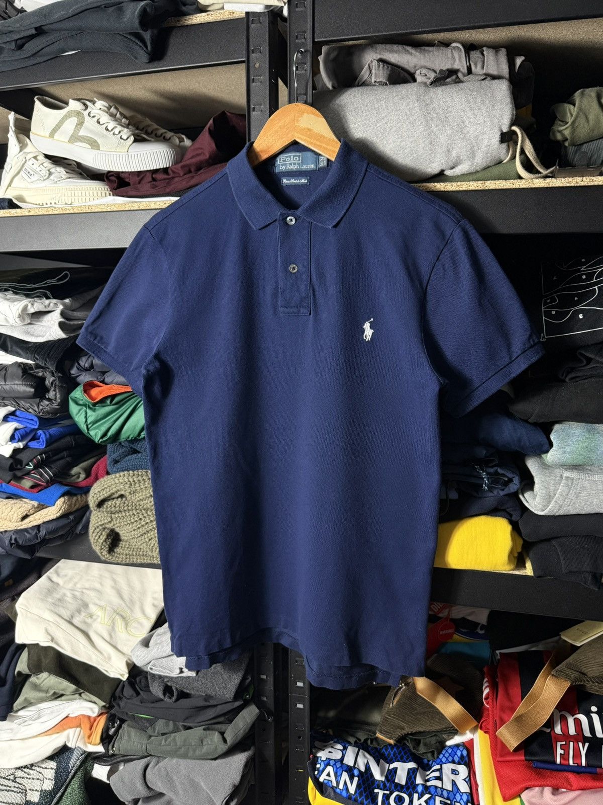 Vintage Polo Ralph Lauren Pima Cotton Mesh Polo Navy Blue