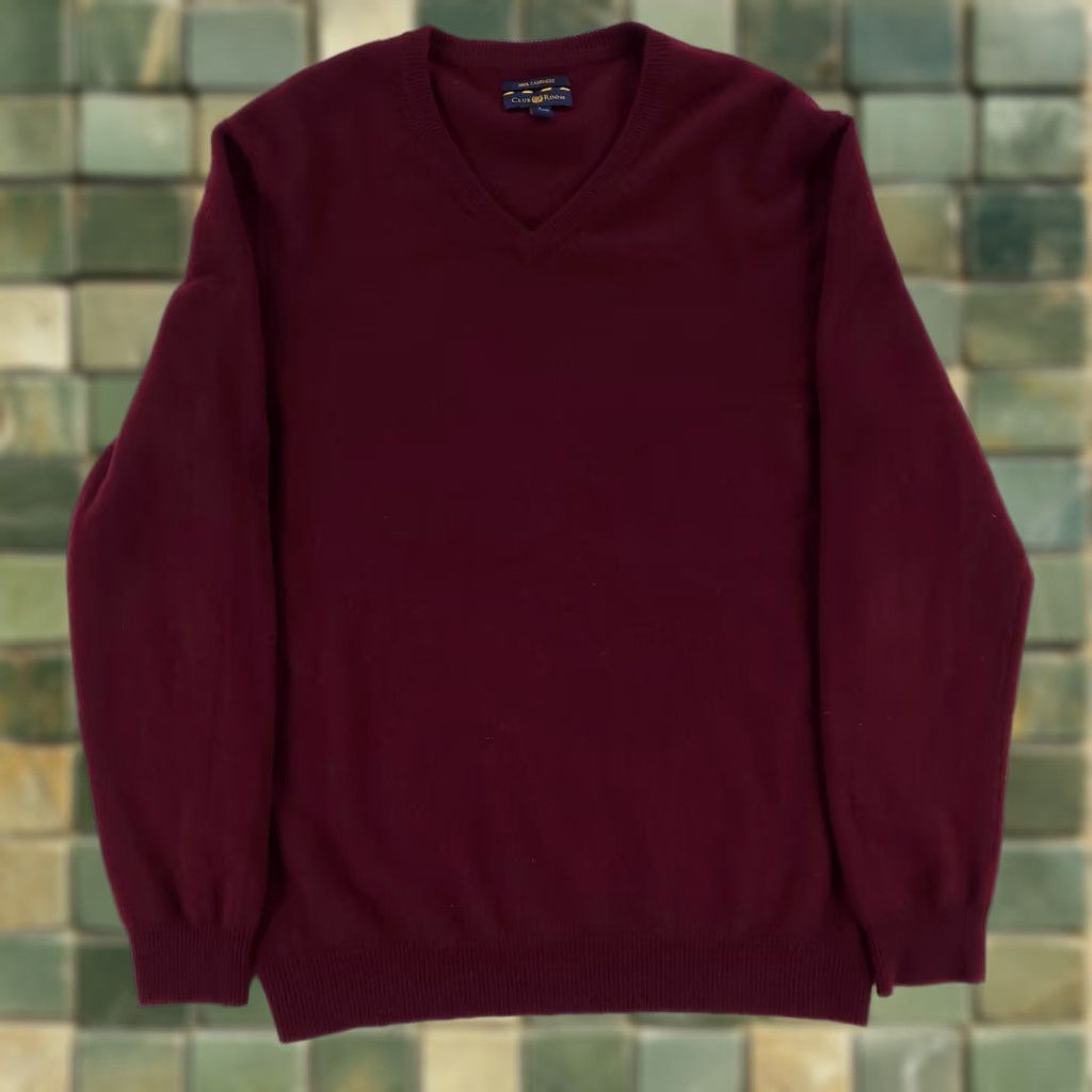 Club Room VINTAGE? No. Macy's Club Room 100% Cashmere Sweater Maroon V-Neck Long Sleeve Mens L Size US L / EU 52-54 / 3 - 1 Thumbnail