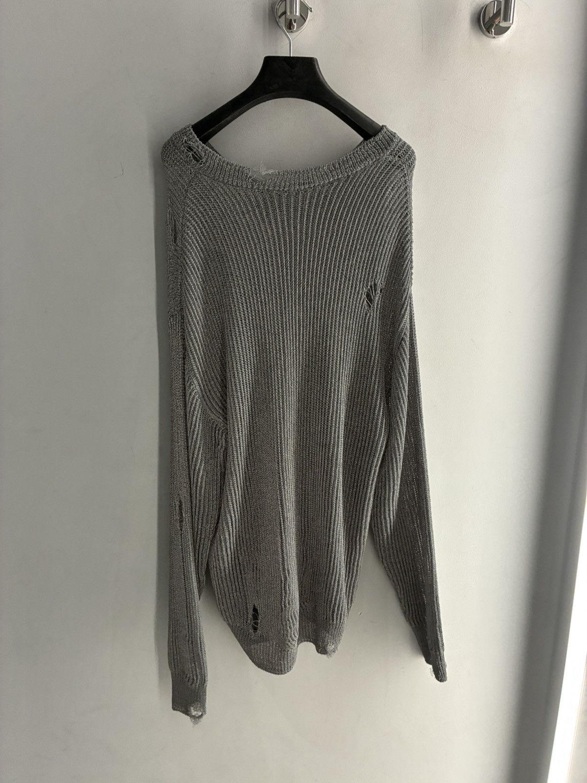 Balenciaga BALENCIAGA Reflective / Distressed Ribs Sweater Size US M / EU 48-50 / 2 - 4 Thumbnail