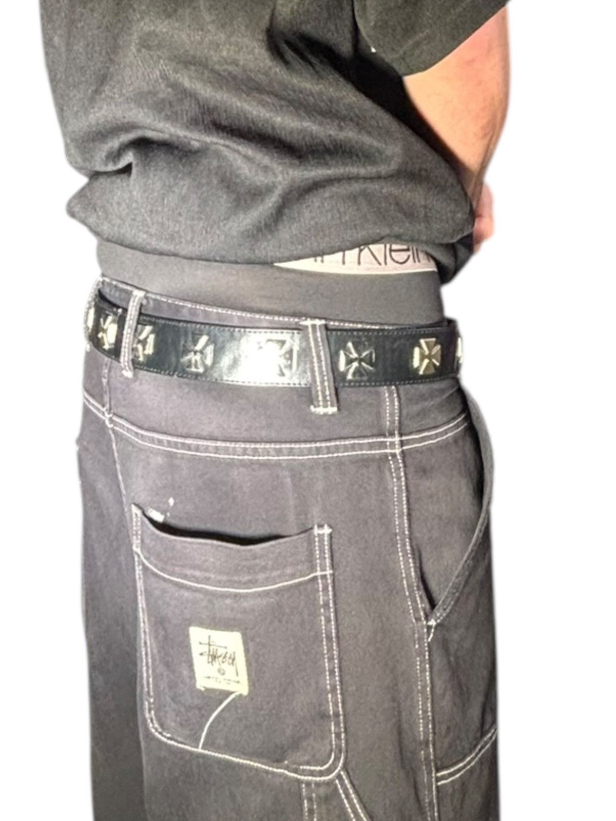 Vintage Vintage West Coast Chopper Style Leather Belt Size 32 - 6 Thumbnail