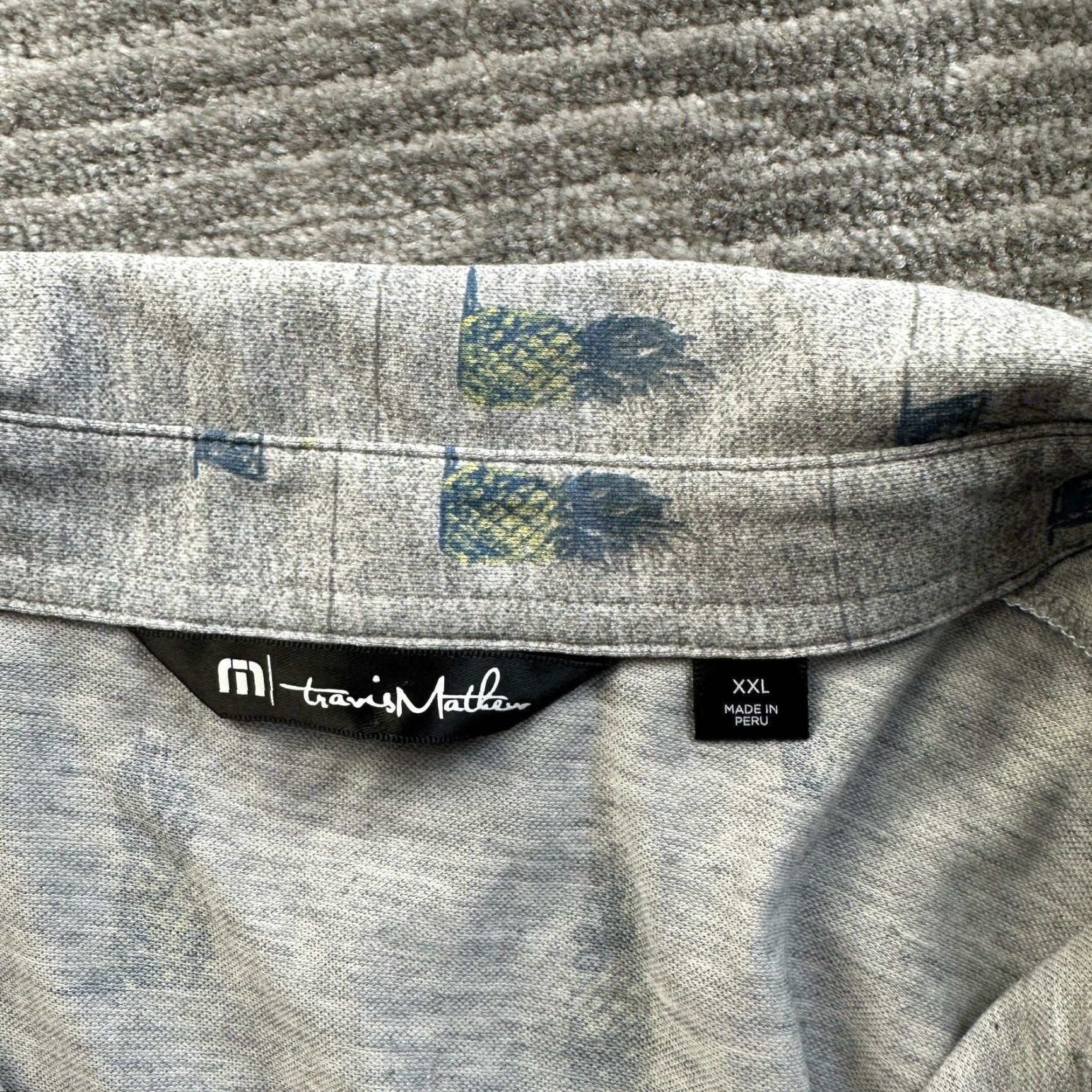 TravisMathew Travis Mathew Polo Shirt Mens 2XL Gray All Over Print Golf Performance Shirt Size US XXL / EU 58 / 5 - 6 Thumbnail