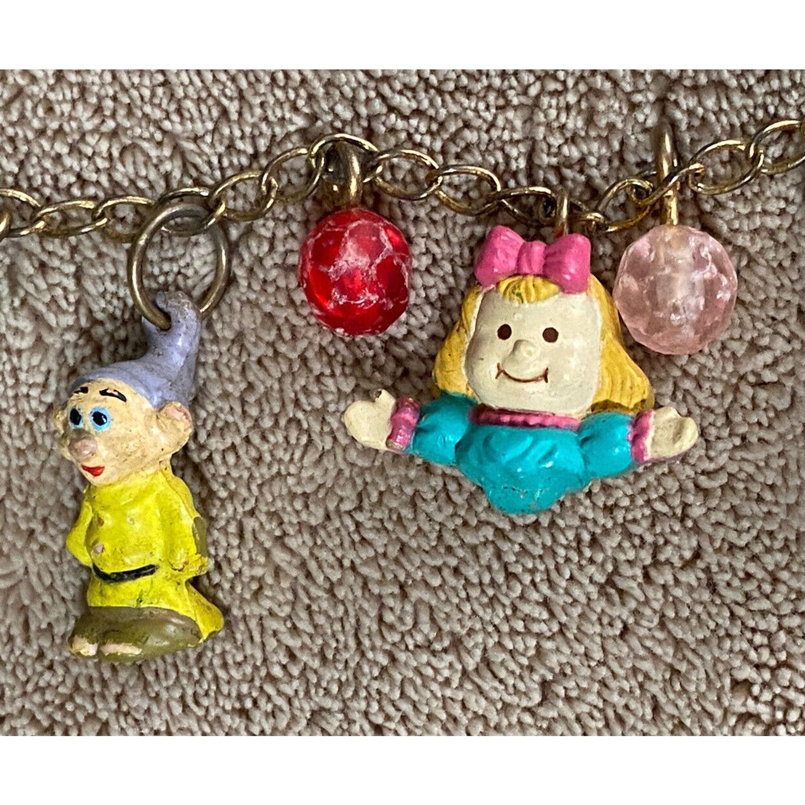 Disney 1980s Disney Vintage Antique Snow White Dwarf Charm Bracelet Size ONE SIZE - 4 Thumbnail
